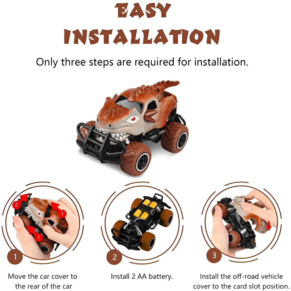 1/43 Scale 27MHz Toy Dinosaur RC Cars, Monster Truck