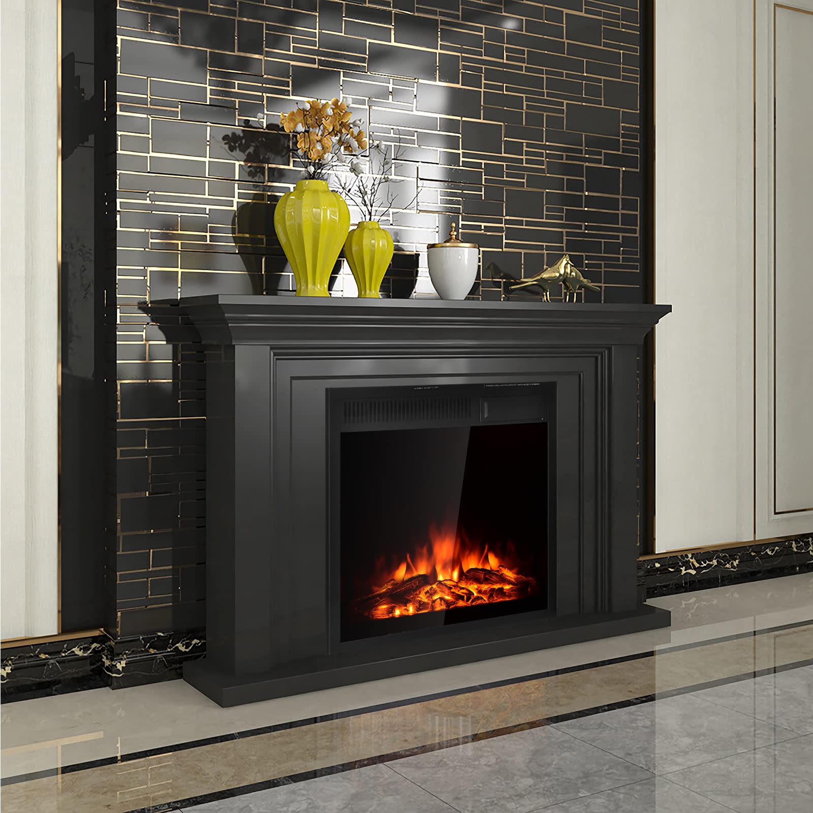 18/22.5 Inch Electric Fireplace Insert with 7-Level Adjustable Flame Brightness-22.5 inches