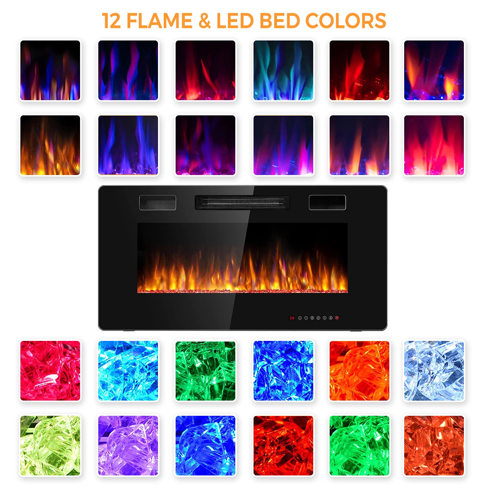 36 Inch Ultra Thin Wall Mounted Electric Fireplace