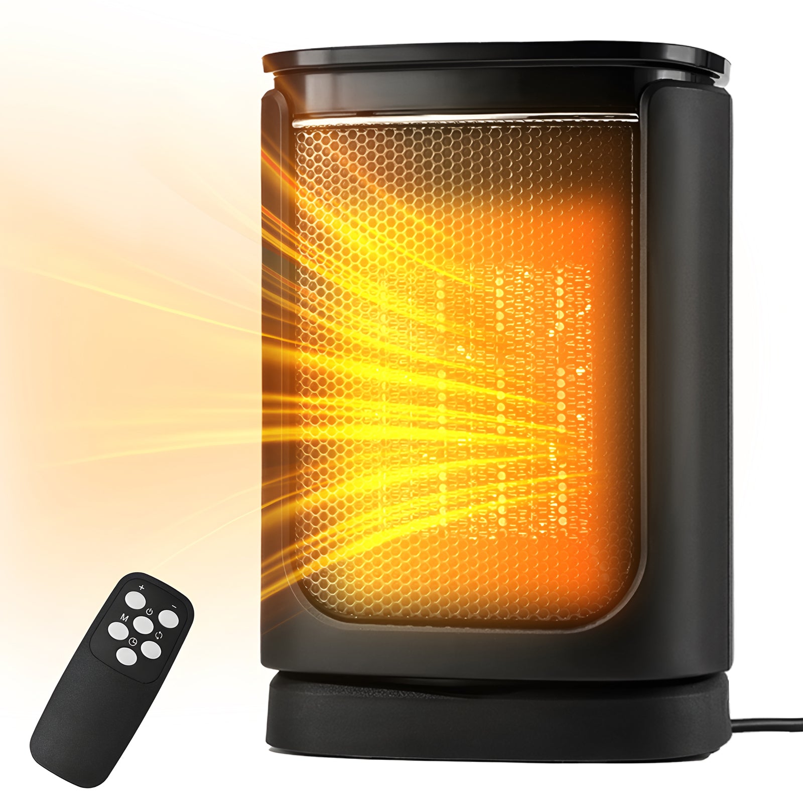 1500W Electric Oscillation Table Space Heater ,Thermostat Portable Heater with 1-12h Timer and Remote for Office Home