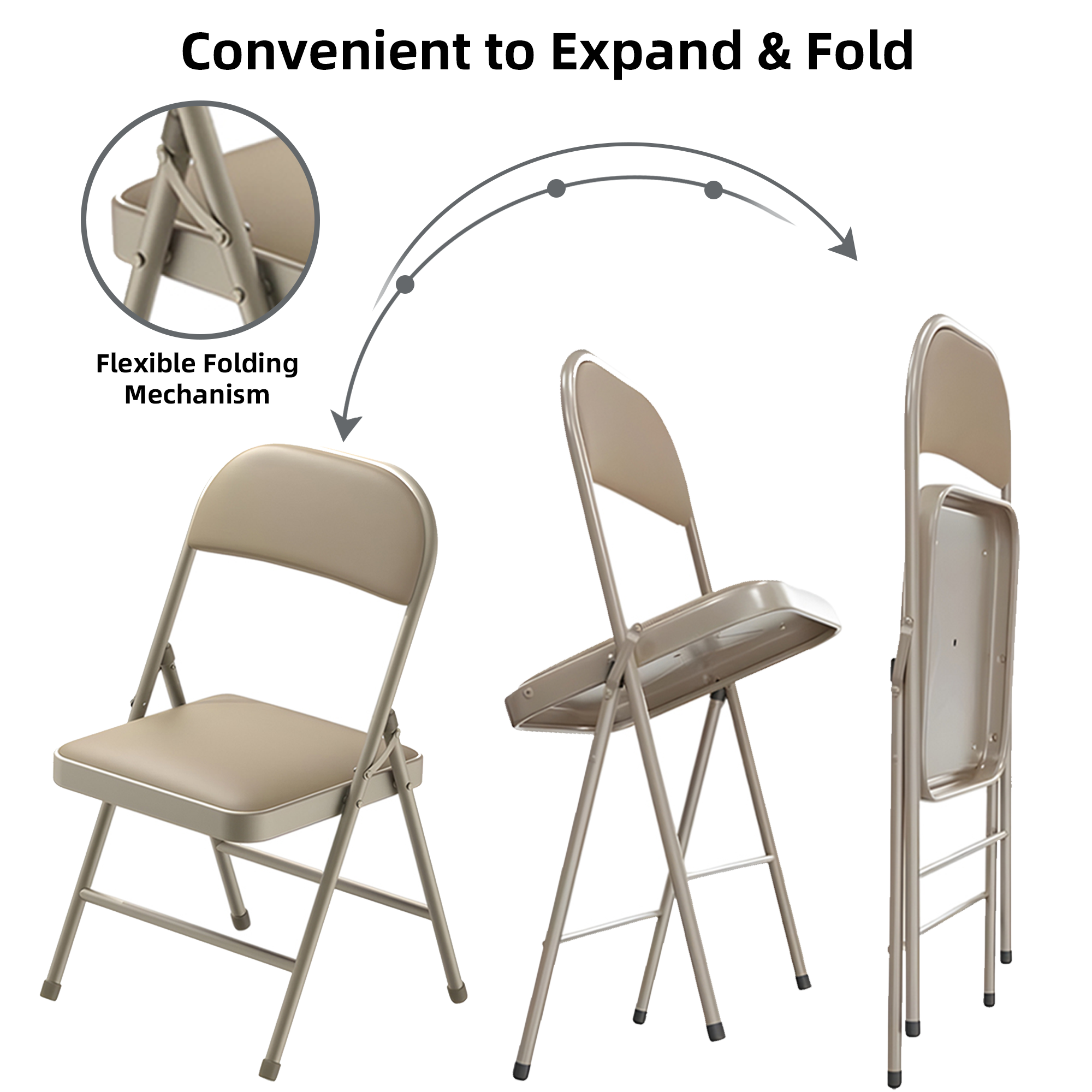 SUGIFT Outdoor/Indoor Vinyl Padded Folding Dining Chair (Set of 6)