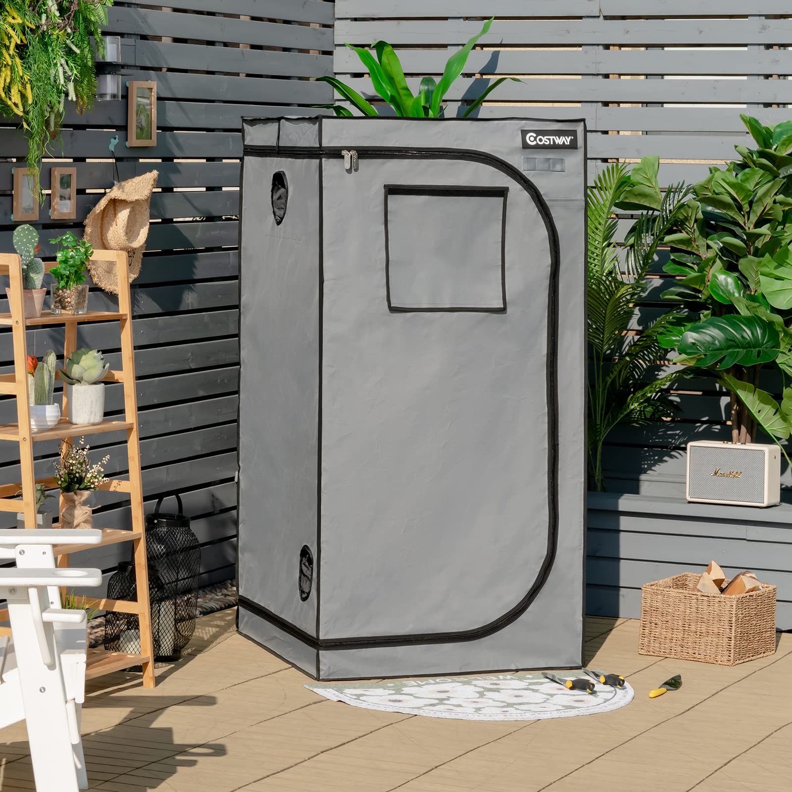 32 x 32 x 63 Inch Mylar Hydroponic Grow Tent with Observation Window and Floor Tray