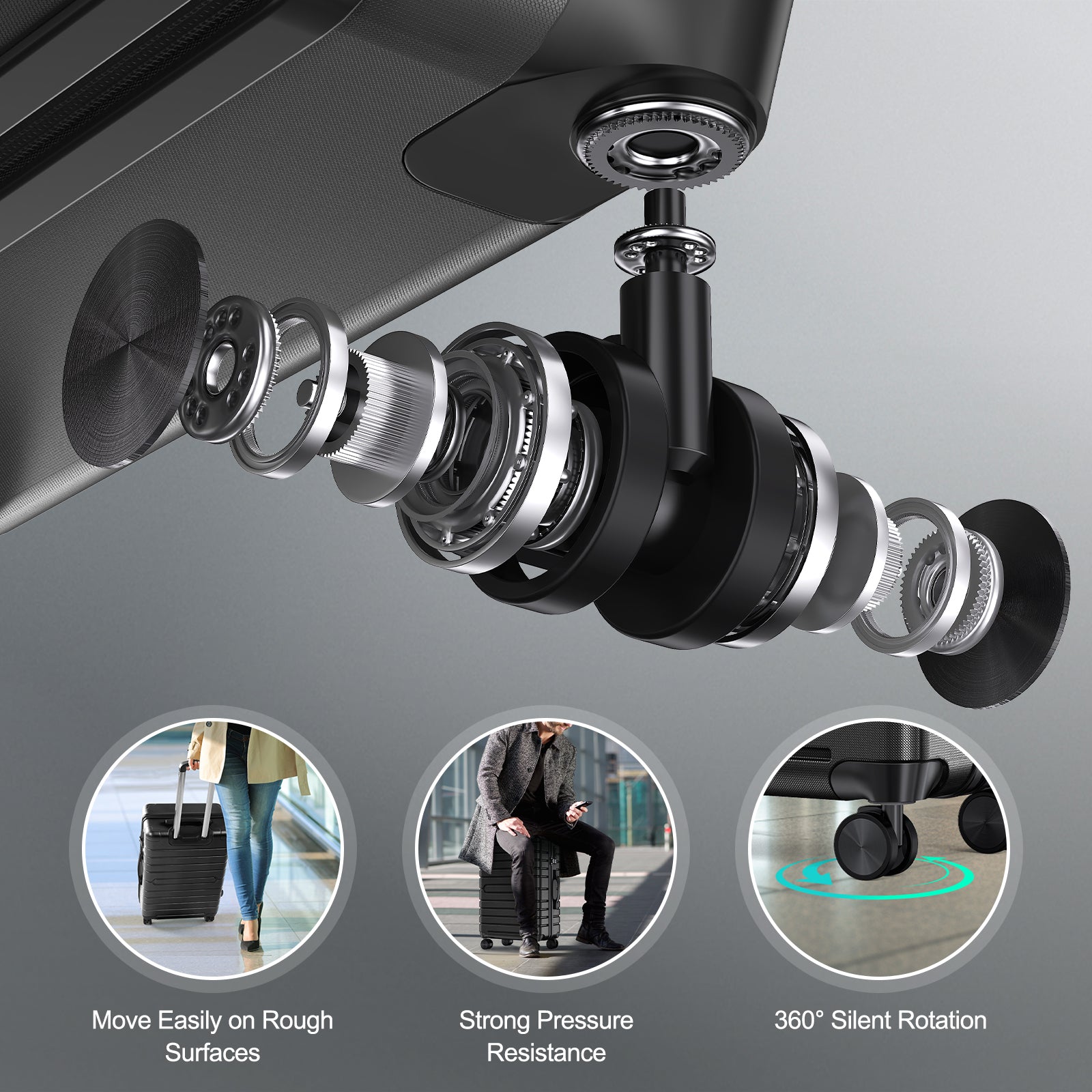 3 Piece Luggage Sets Hard Shell Luggage Sets with Spinner Wheels TSA Lock, 20in/24in/28in