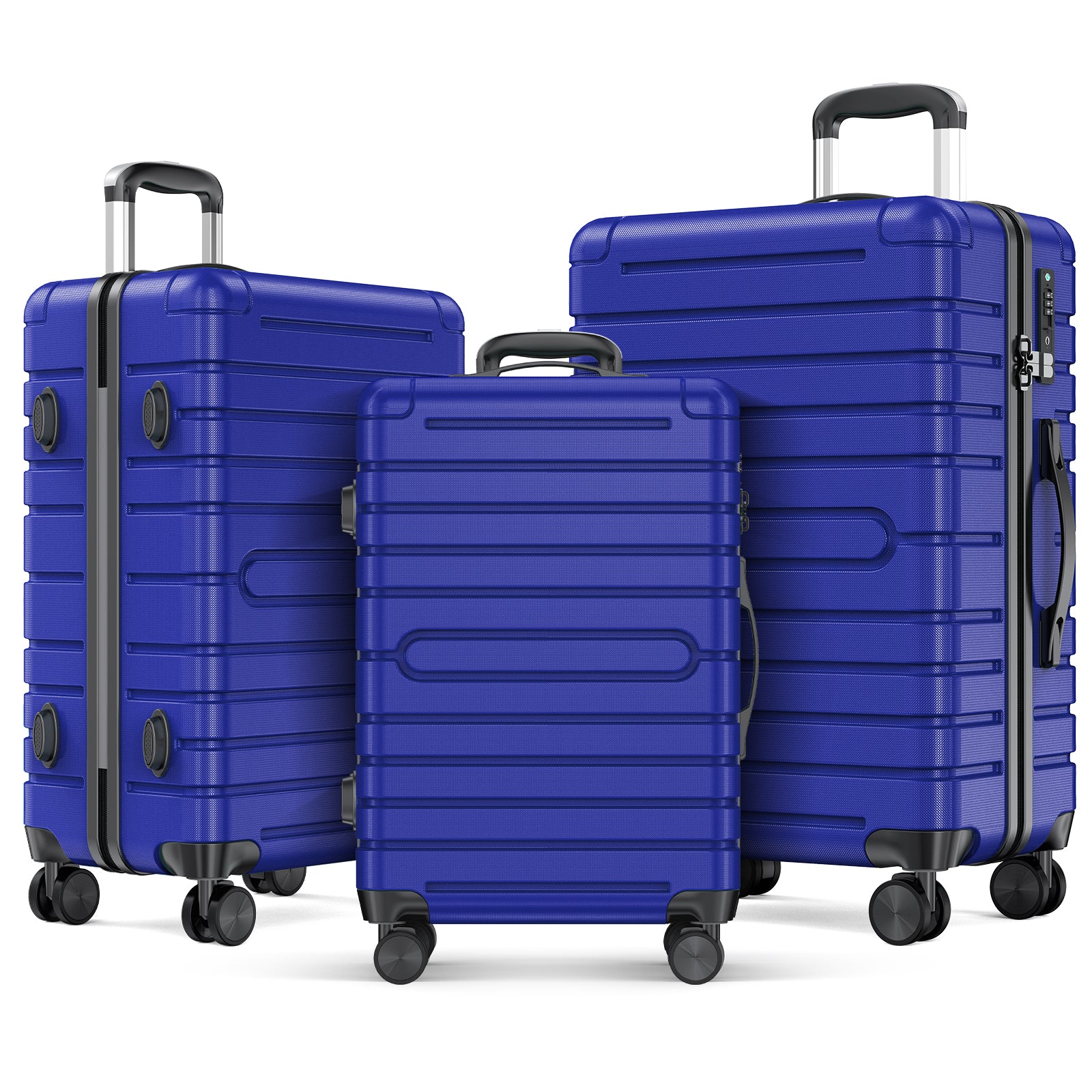 3 Piece Hardside Checked Spinner Luggage Set