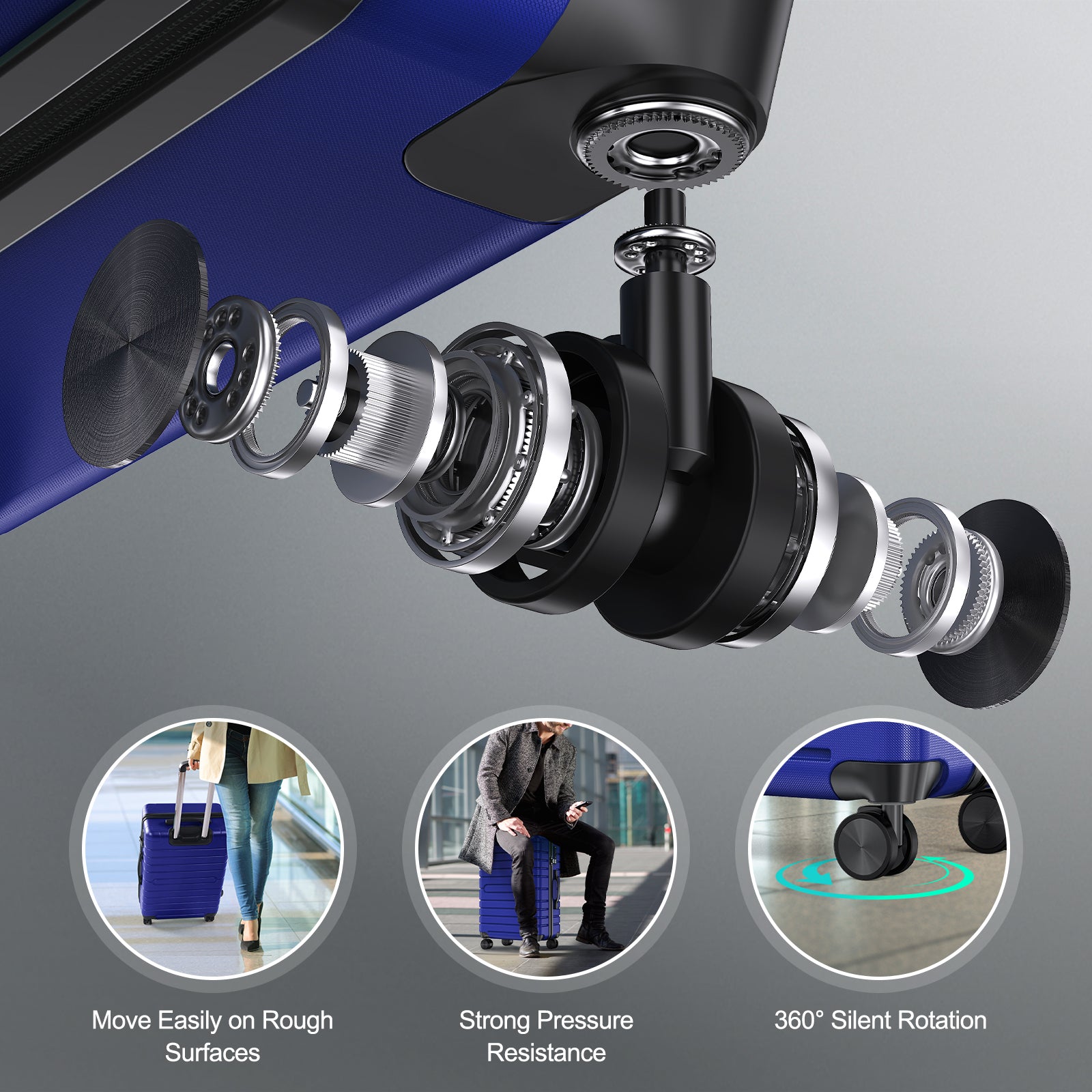 3 Piece Hardside Checked Spinner Luggage Set