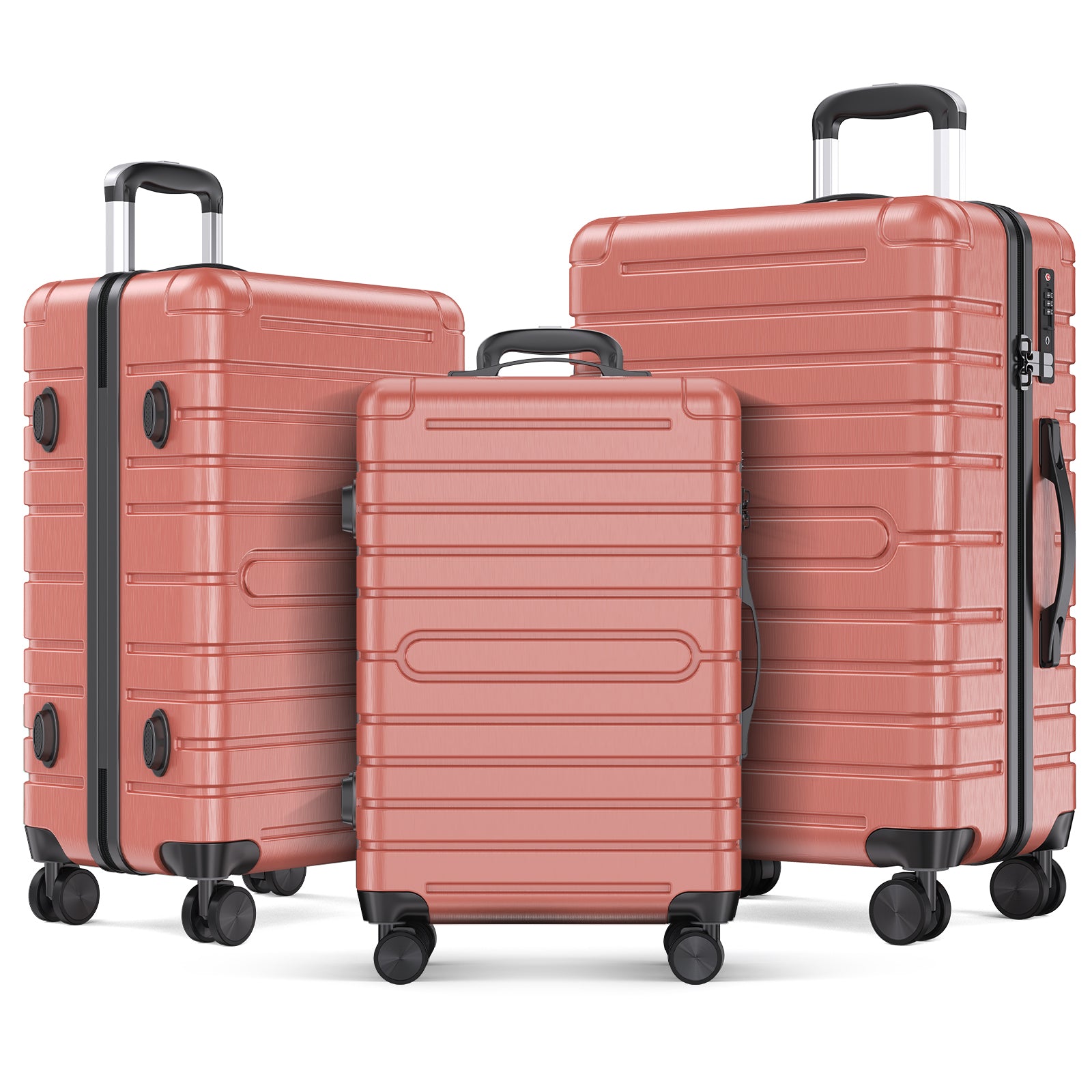 3 Piece PC+ABS Hardside Checked Spinner Luggage Set