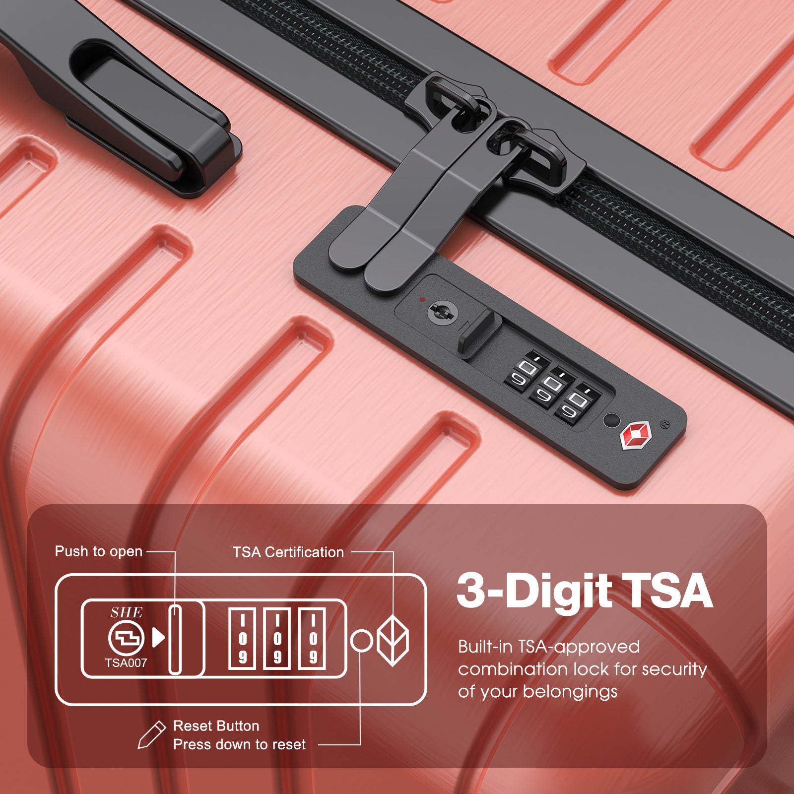 3 Piece PC+ABS Hardside Checked Spinner Luggage Set