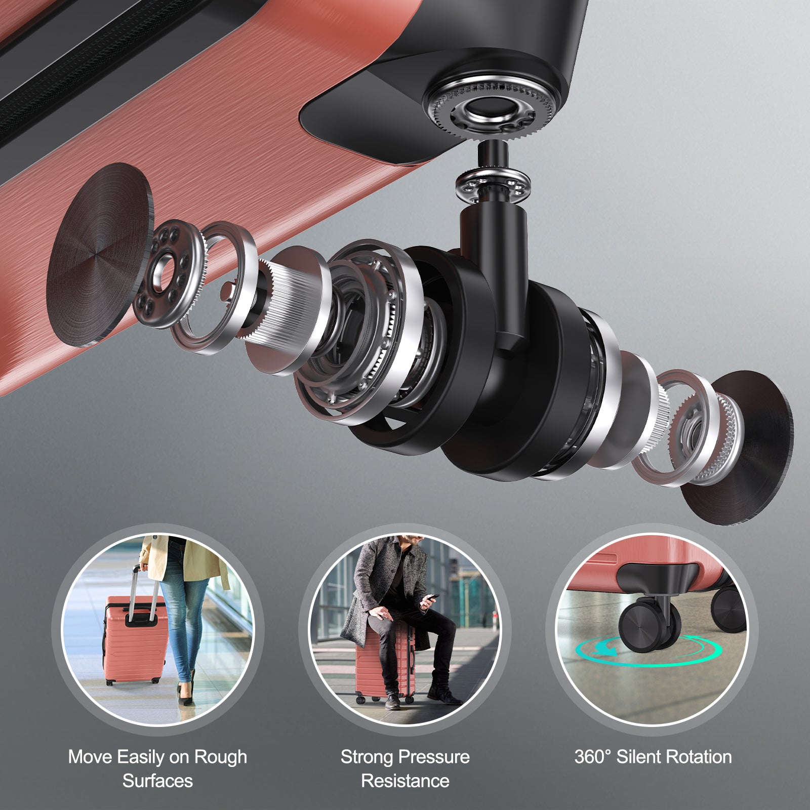 3 Piece PC+ABS Hardside Checked Spinner Luggage Set