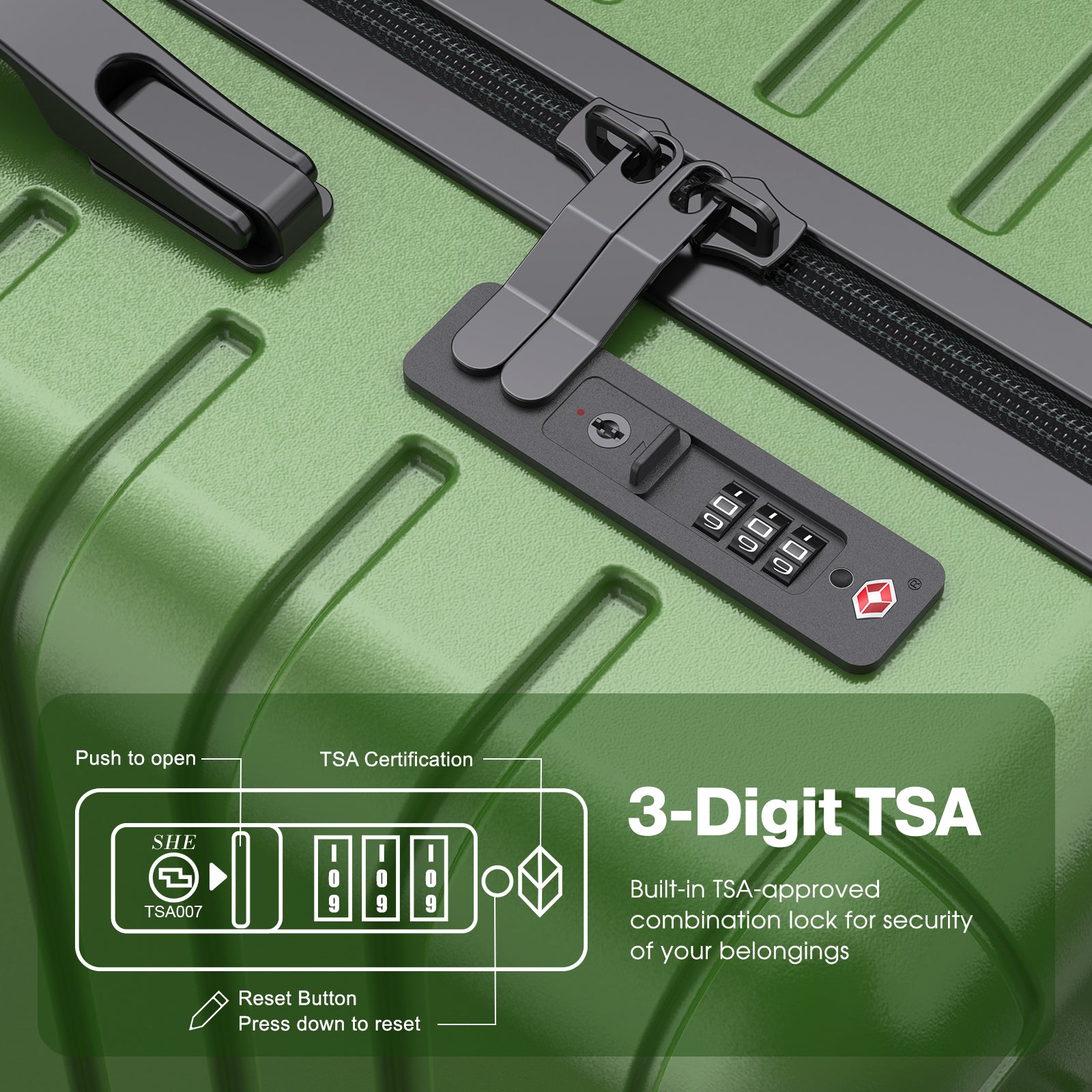 3 Piece Luggage Sets Hard Shell Luggage Sets with Spinner Wheels TSA Lock, 20in/24in/28in