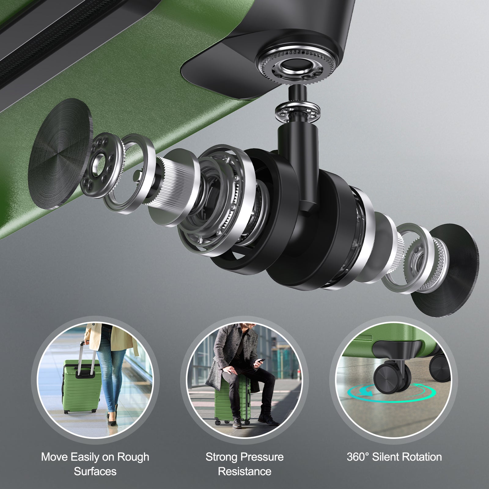 3 Piece Luggage Sets Hard Shell Luggage Sets with Spinner Wheels TSA Lock, 20in/24in/28in