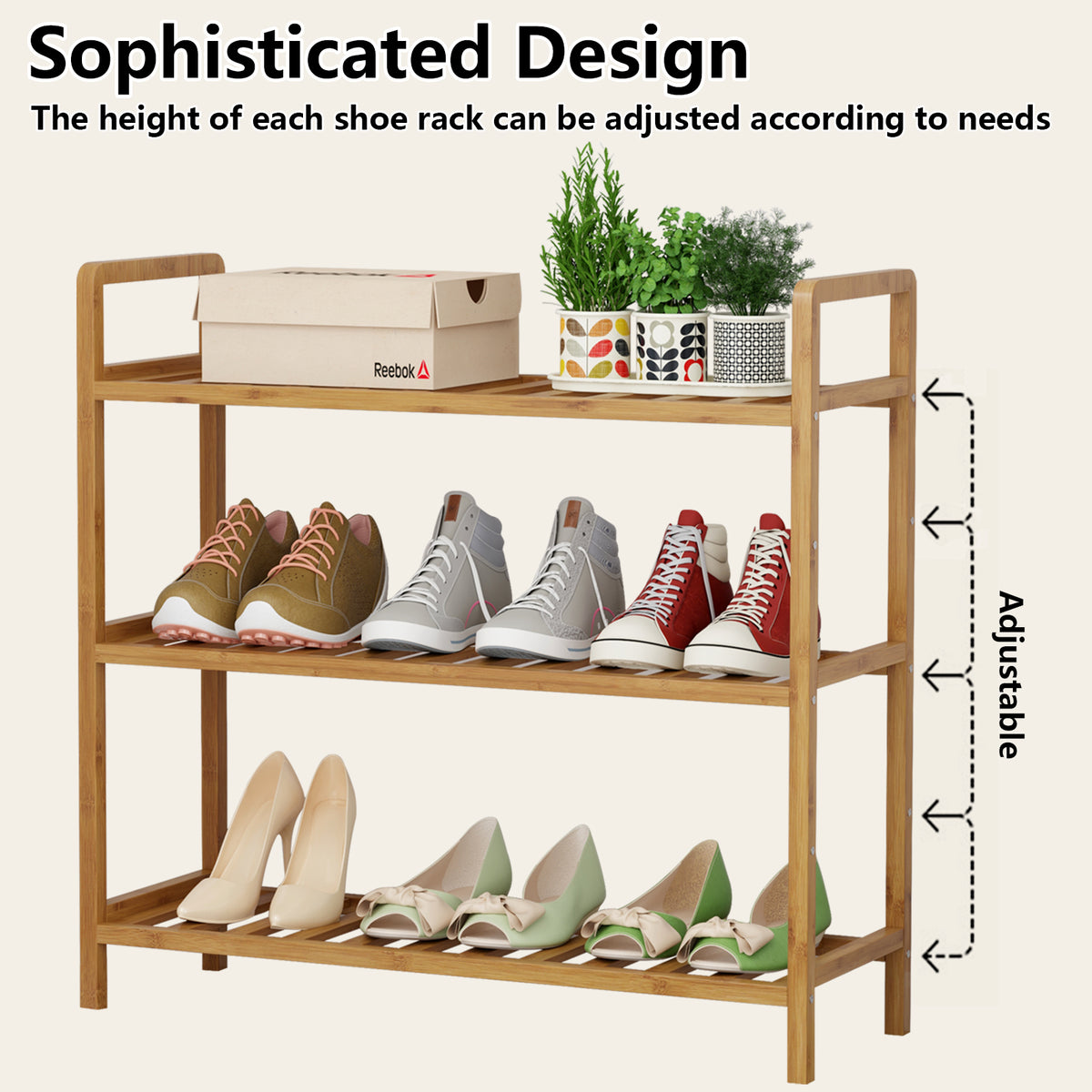 3-Tier Bamboo Shoe Rack Free Standing – SUGIFT