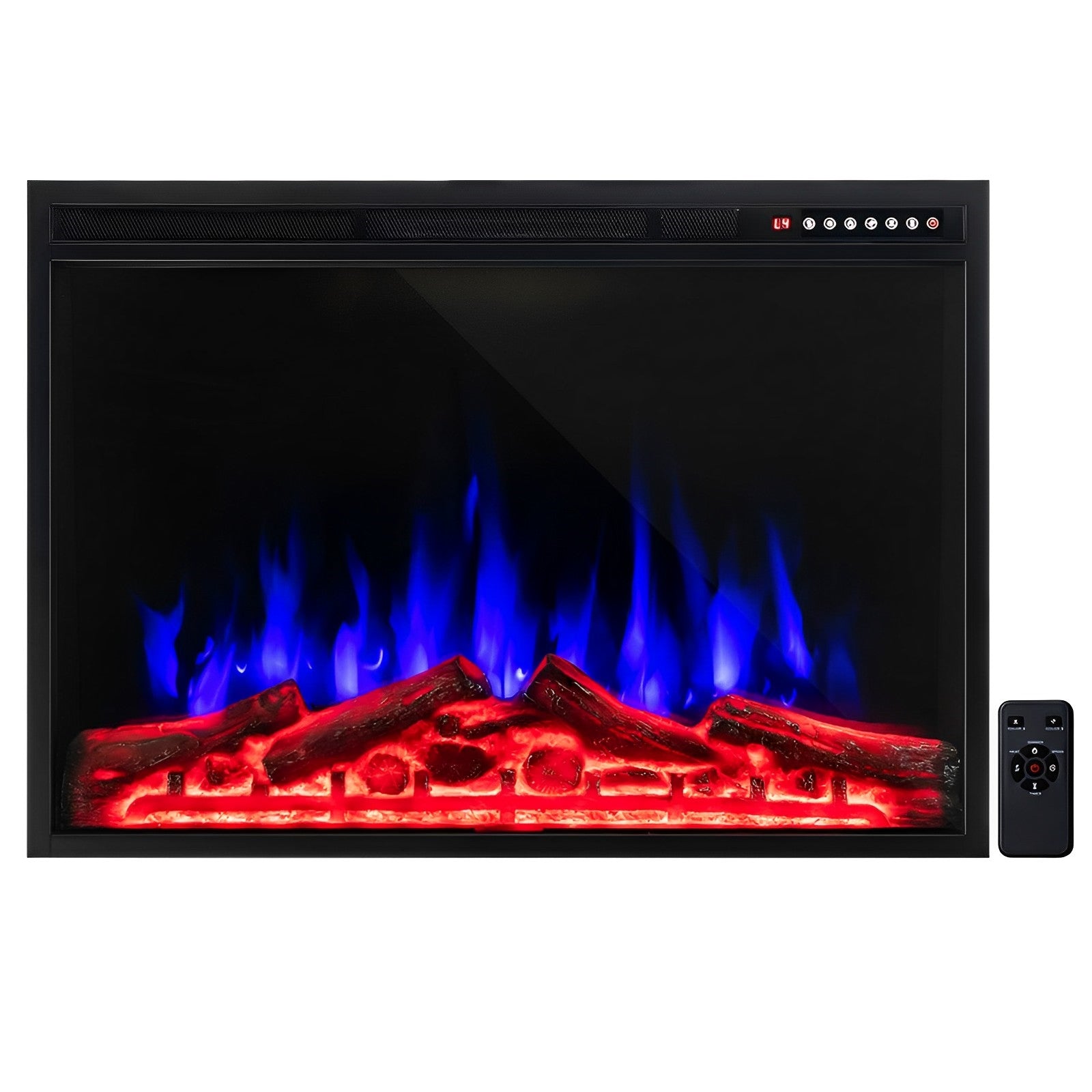 37 Inch Electric Fireplace Recessed with Adjustable Flames