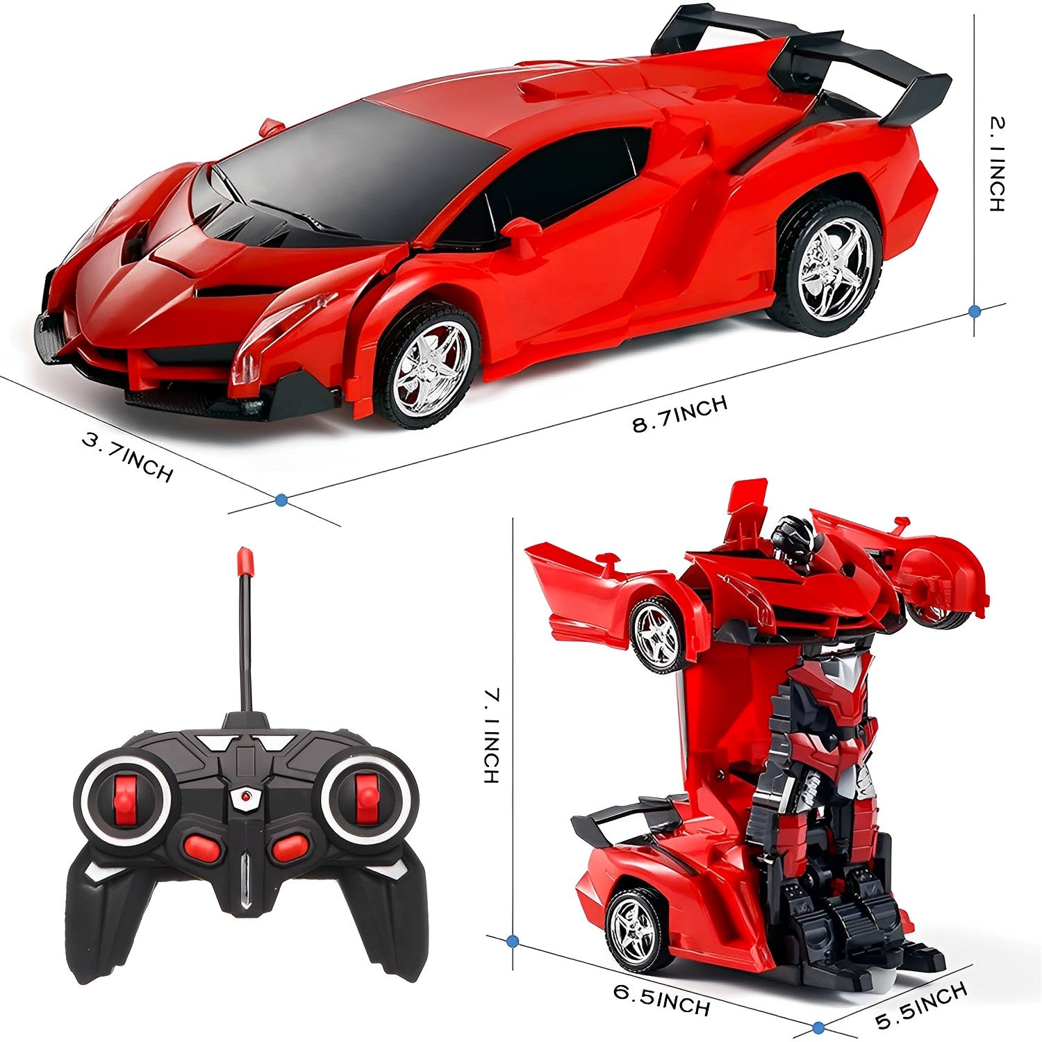1/18 Scale 2-in-1 Transforming Sports Car Toys RC Car