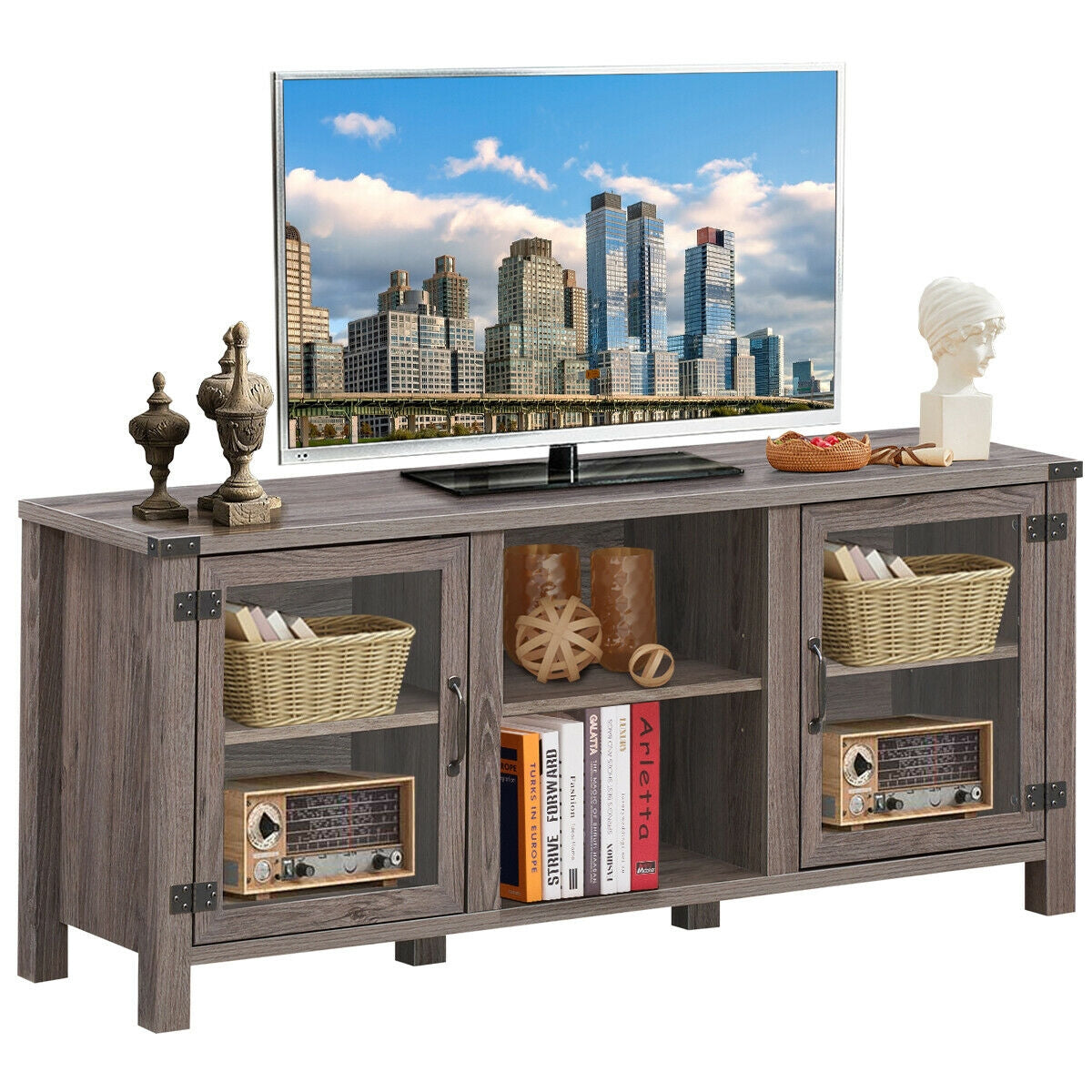 TV Stand Entertainment Center for TVs up to 65 Inch with Storage Cabinets