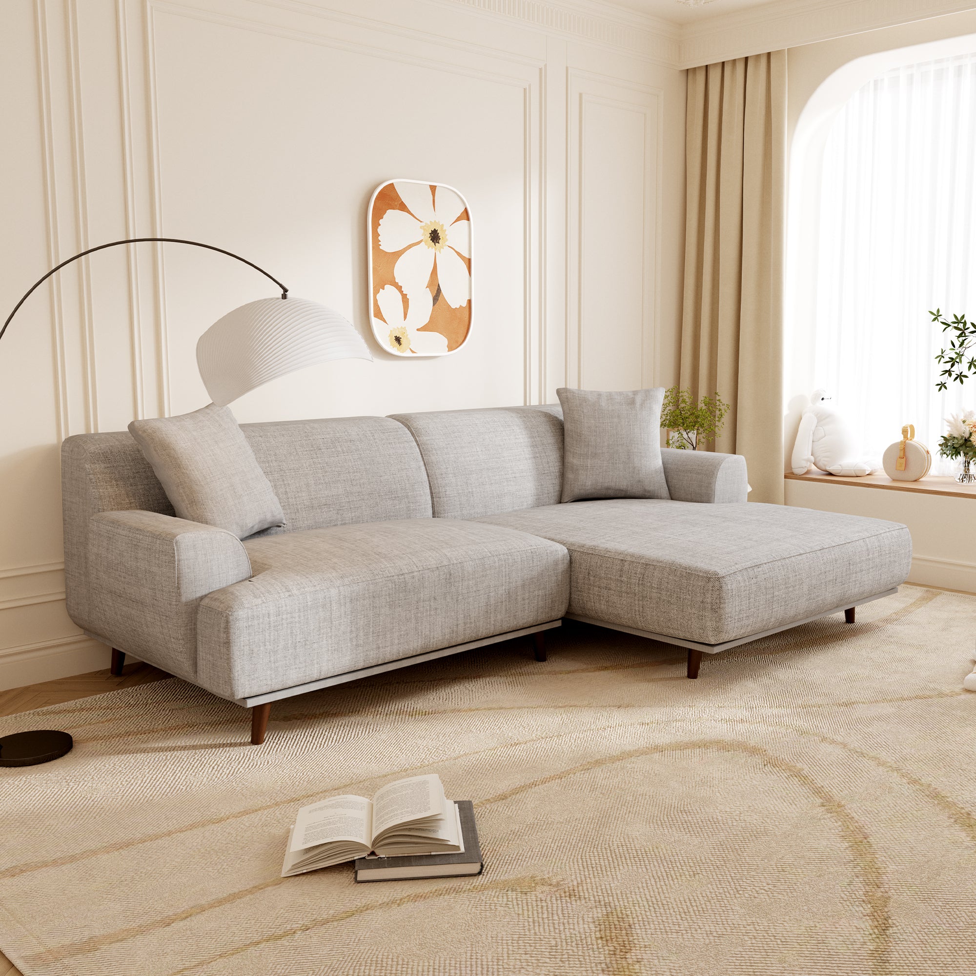 2-Piece Sofa Couch Upholstered L-Shape Sectional Sofas Sets for Living Room