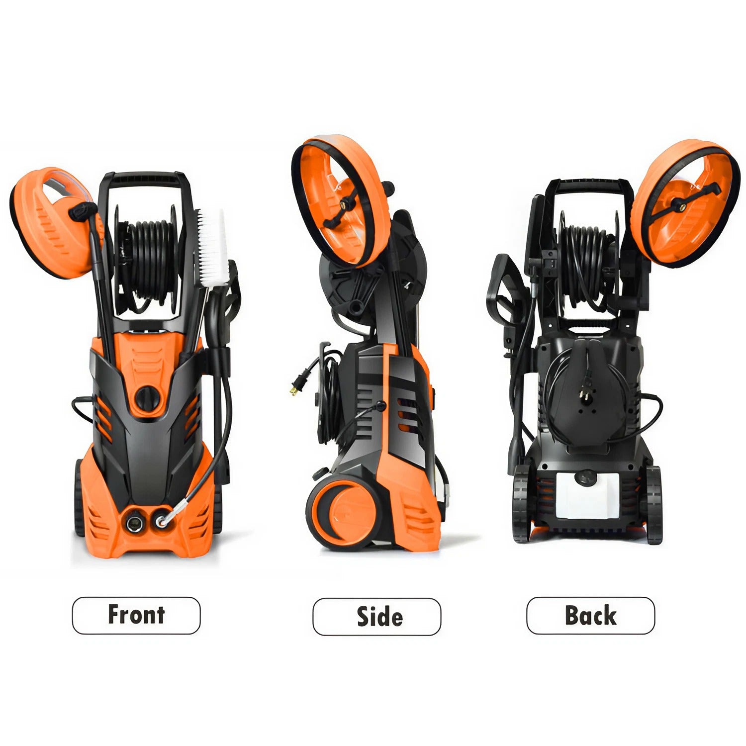 1550W 2.0 GPM Electric Pressure Washer with a Gun and 4 Nozzles-Orange