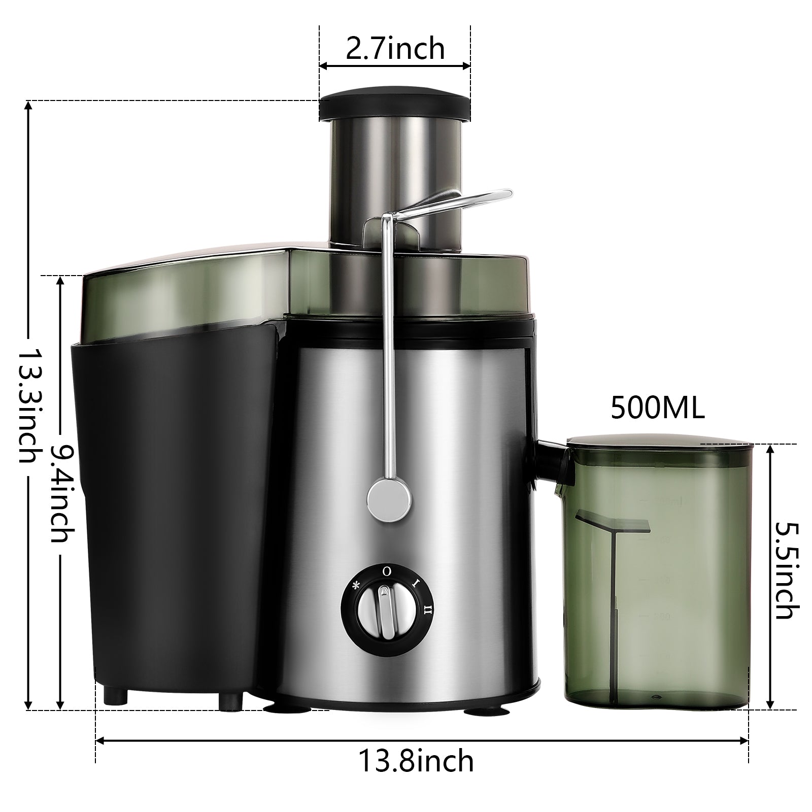 SUGIFT 2 Speed Wide Mouth Fruit and Vegetable Centrifugal Electric Juicer