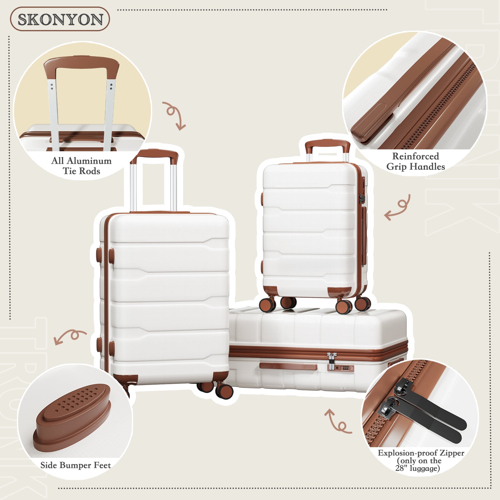 3 Piece Sets Luggage Sets with TSA Lock and Spinner Wheels