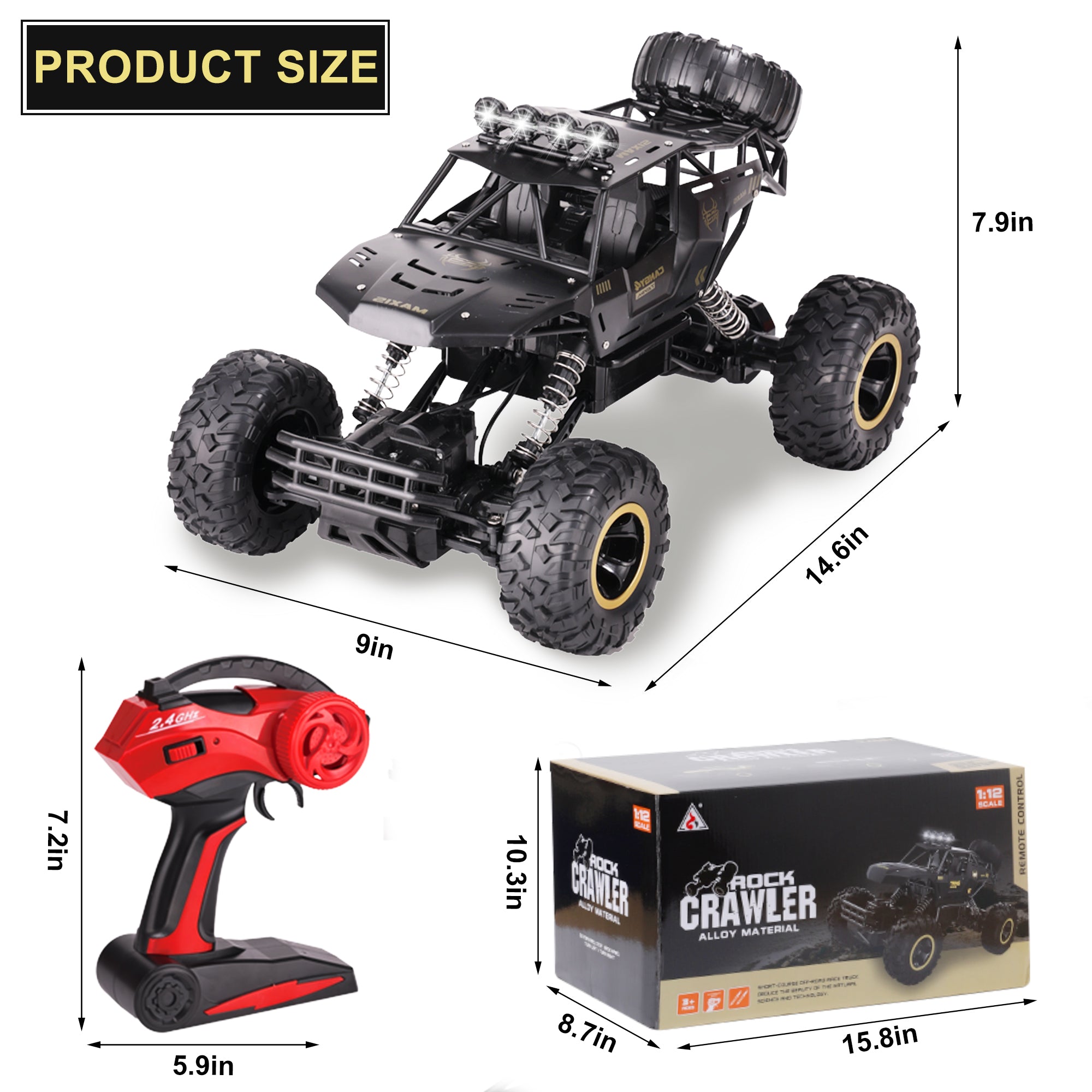1:12 Scale RC Off-Road Truck - 2.4G 4WD Dual Motor Remote Control Car