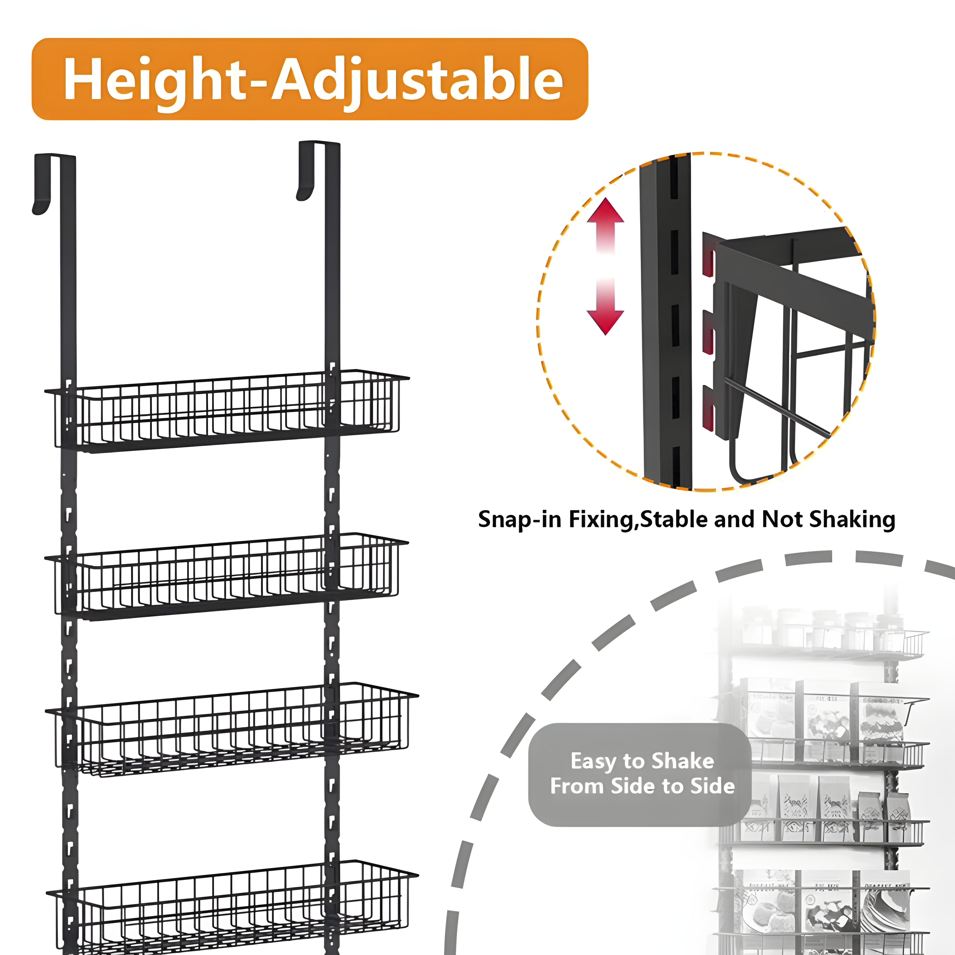 SUGIFT Over the Door Pantry Organizer with 6 Tier Adjustable Shelves