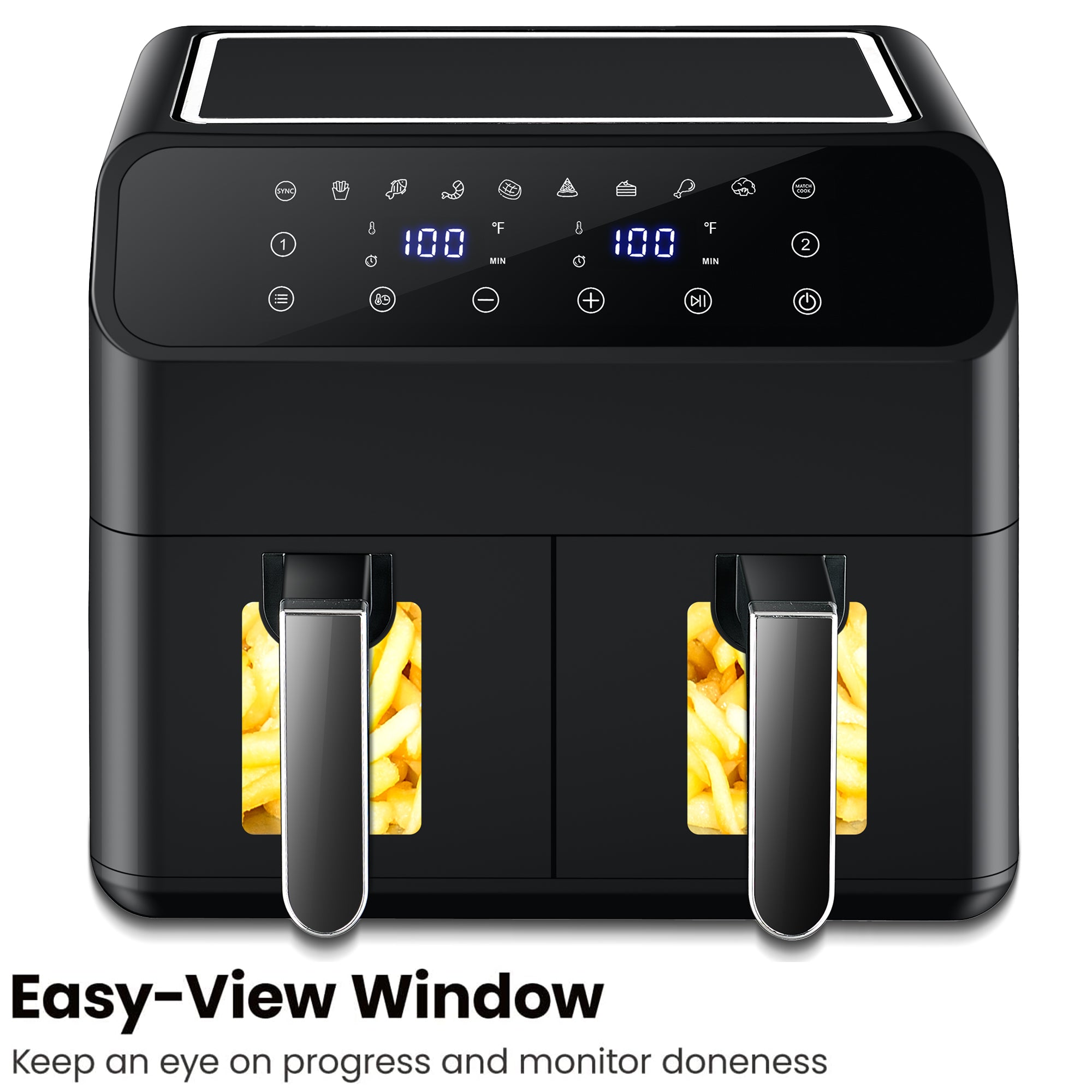 SUGIFT Air Fryer with 2 Baskets, 8 QT Dual Basket AirFryer with Clear Windows