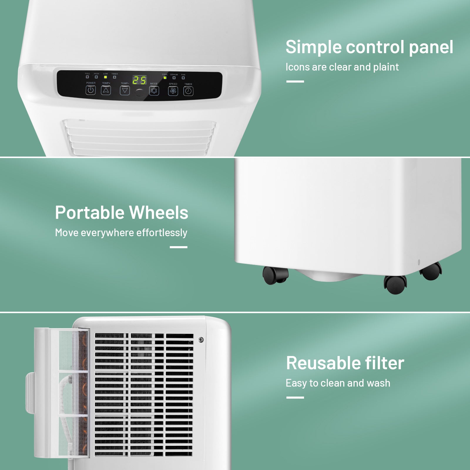 10000 BTU Portable Air Conditioner with Dehumidifier and Fan Modes