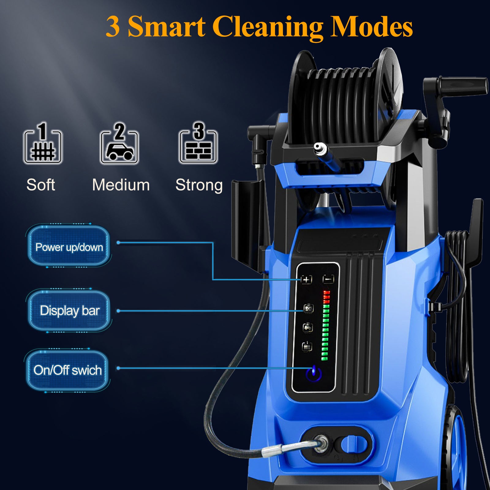 Electric Pressure Washer with Touch Screen Adjustable Pressure