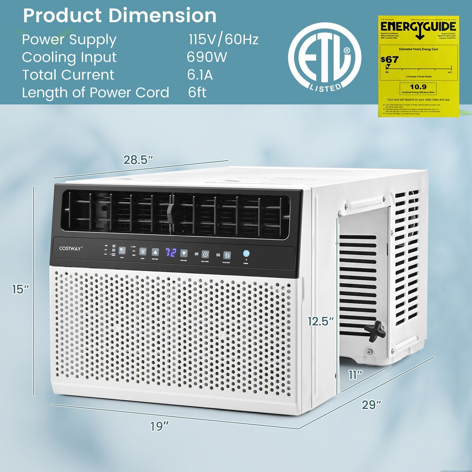12000 BTU Window Air Conditioner with Handy Remote