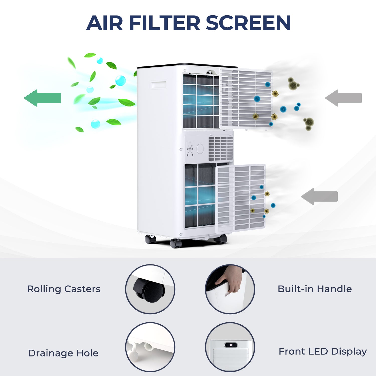 10000 BTU 4-in-1 Portable Air Conditioner with Dehumidifier and Fan Mode
