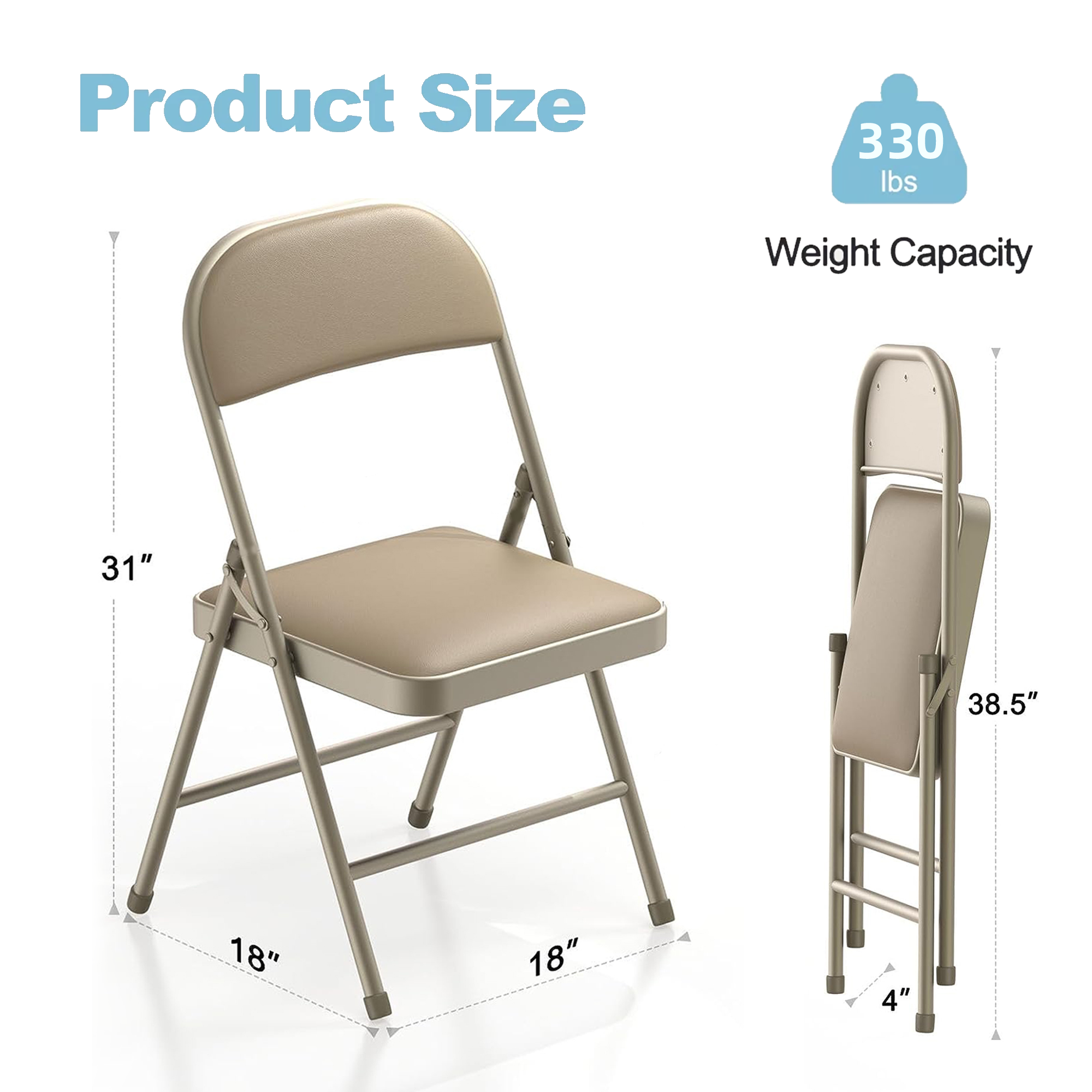 SUGIFT Outdoor/Indoor Vinyl Padded Folding Dining Chair (Set of 6)