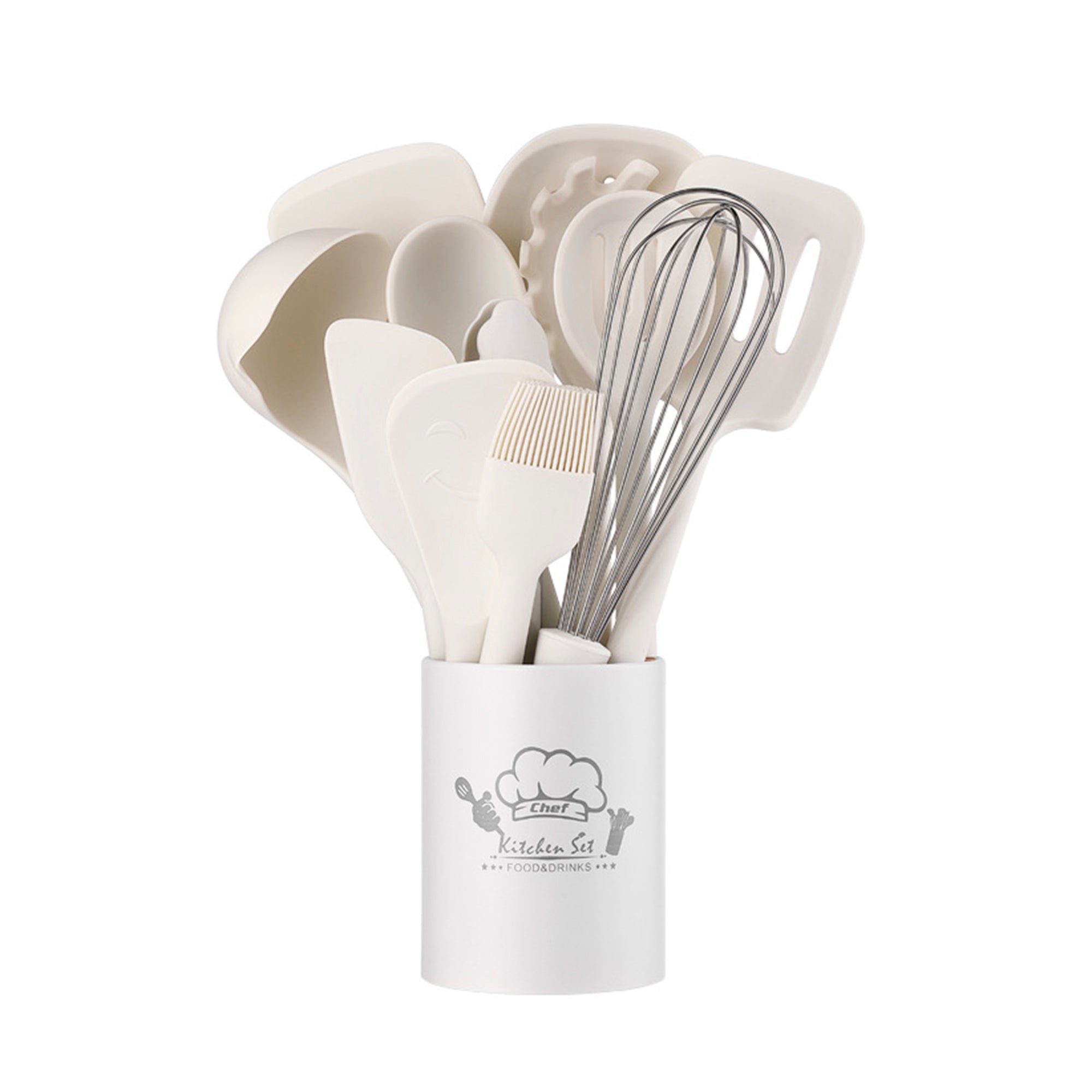 SUGIFT 13-Piece Silicone Kitchen Utensils with Wooden Handles Set