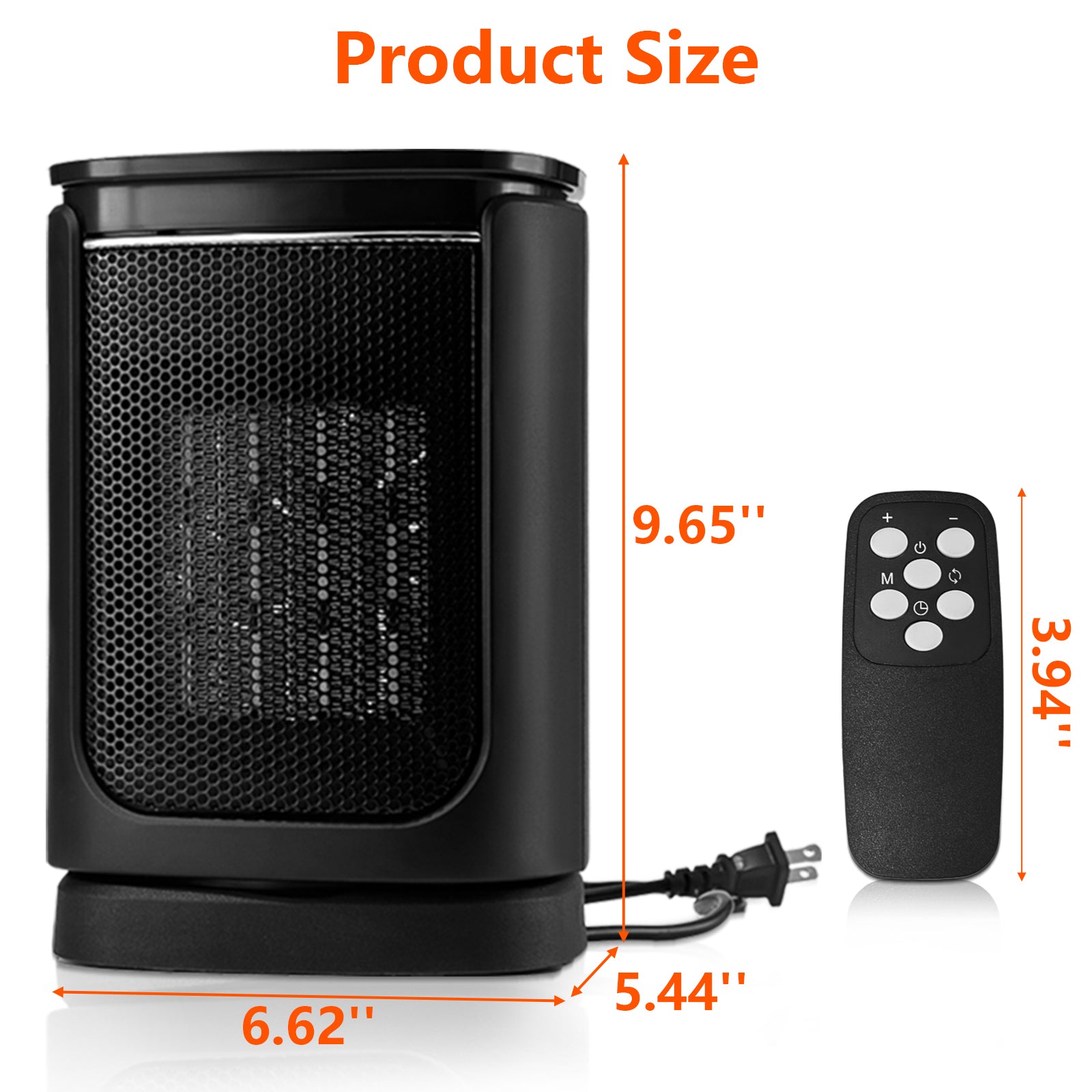 1500W Electric Oscillation Table Space Heater ,Thermostat Portable Heater with 1-12h Timer and Remote for Office Home