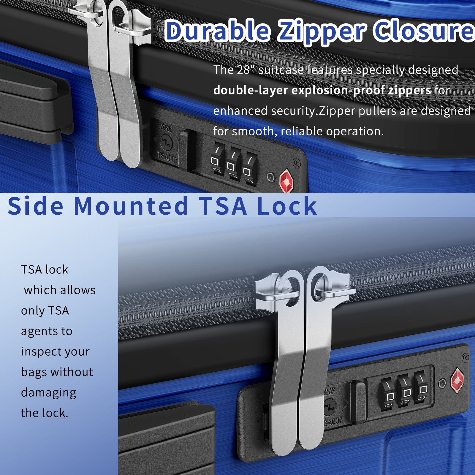 3 Piece Luggage Sets Hard Shell Luggage Sets with Spinner Wheels TSA Lock, 20in/24in/28in