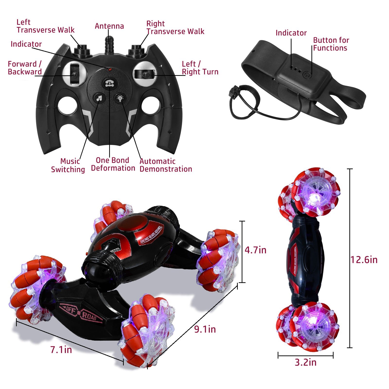 VEBREDA RC Stunt Car Gesture Sensing, 4WD Double Sided Remote Control Twist Cars