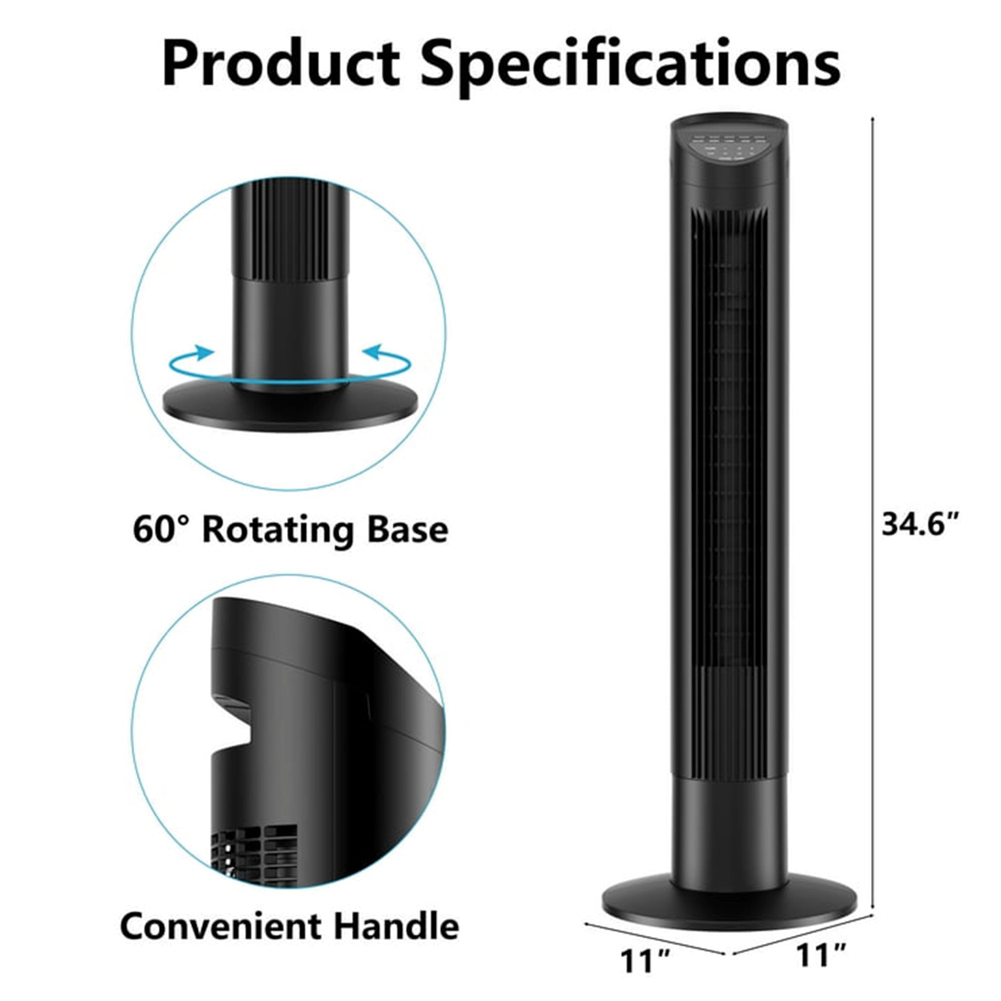 SUGIFT 60? Oscillating Standing Tower Fan with Remote and 3 Wind Modes