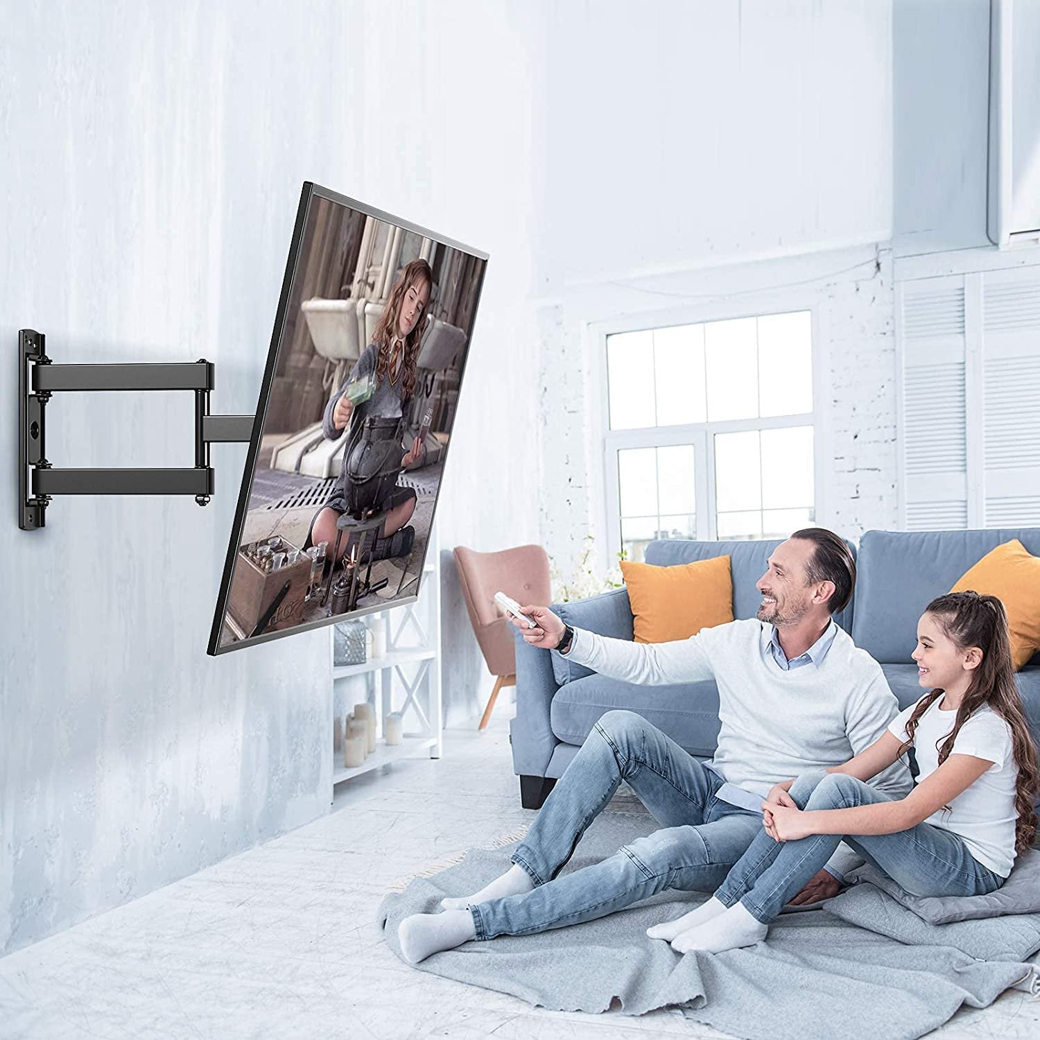 26inch- 55inch Full Motion TV Wall Mount, Media Console, 77 lbs