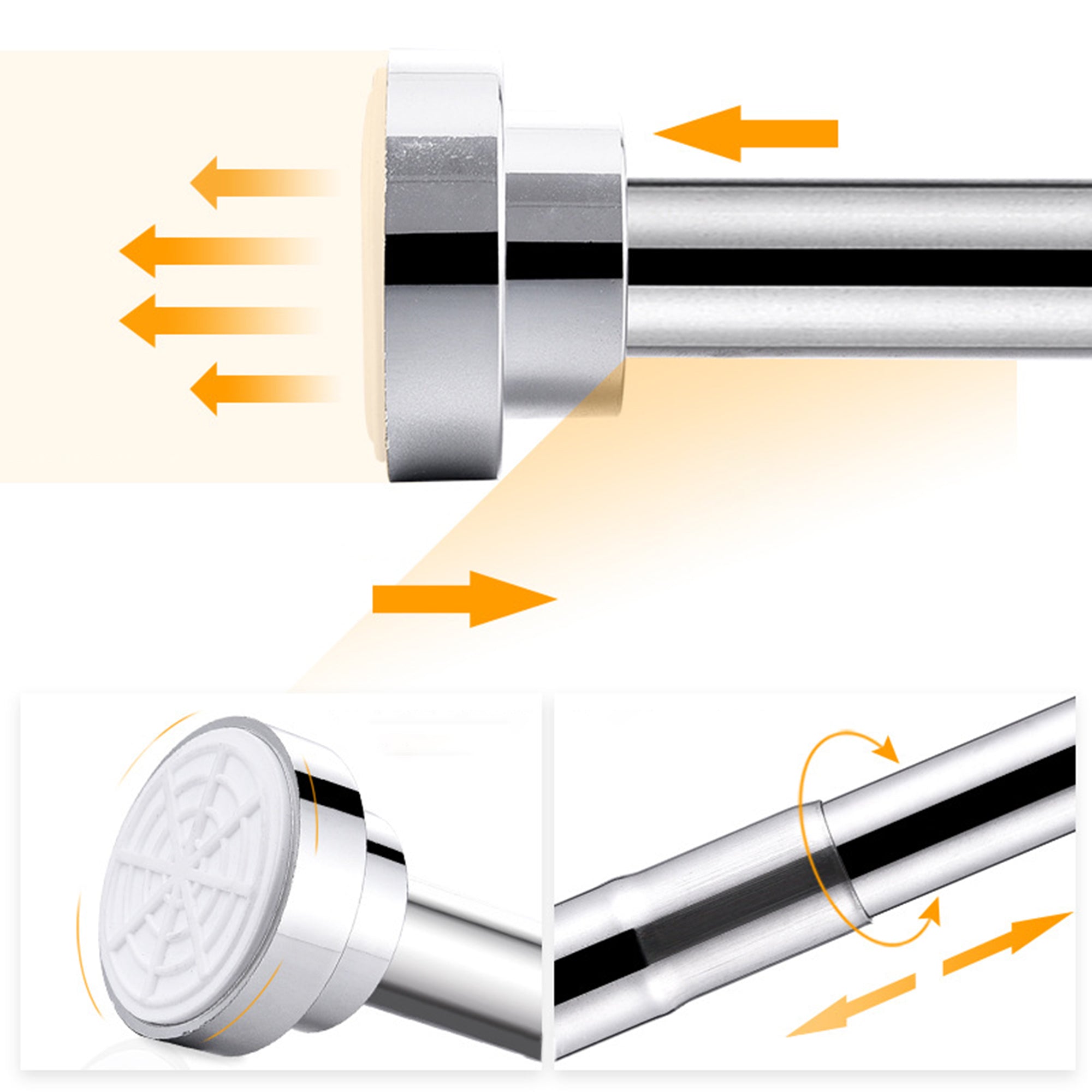 SUGIFT Adjustable Tension Shower Curtain Rod, 33.5 to 55 Inches, No Drilling, Expandable Shower Rod