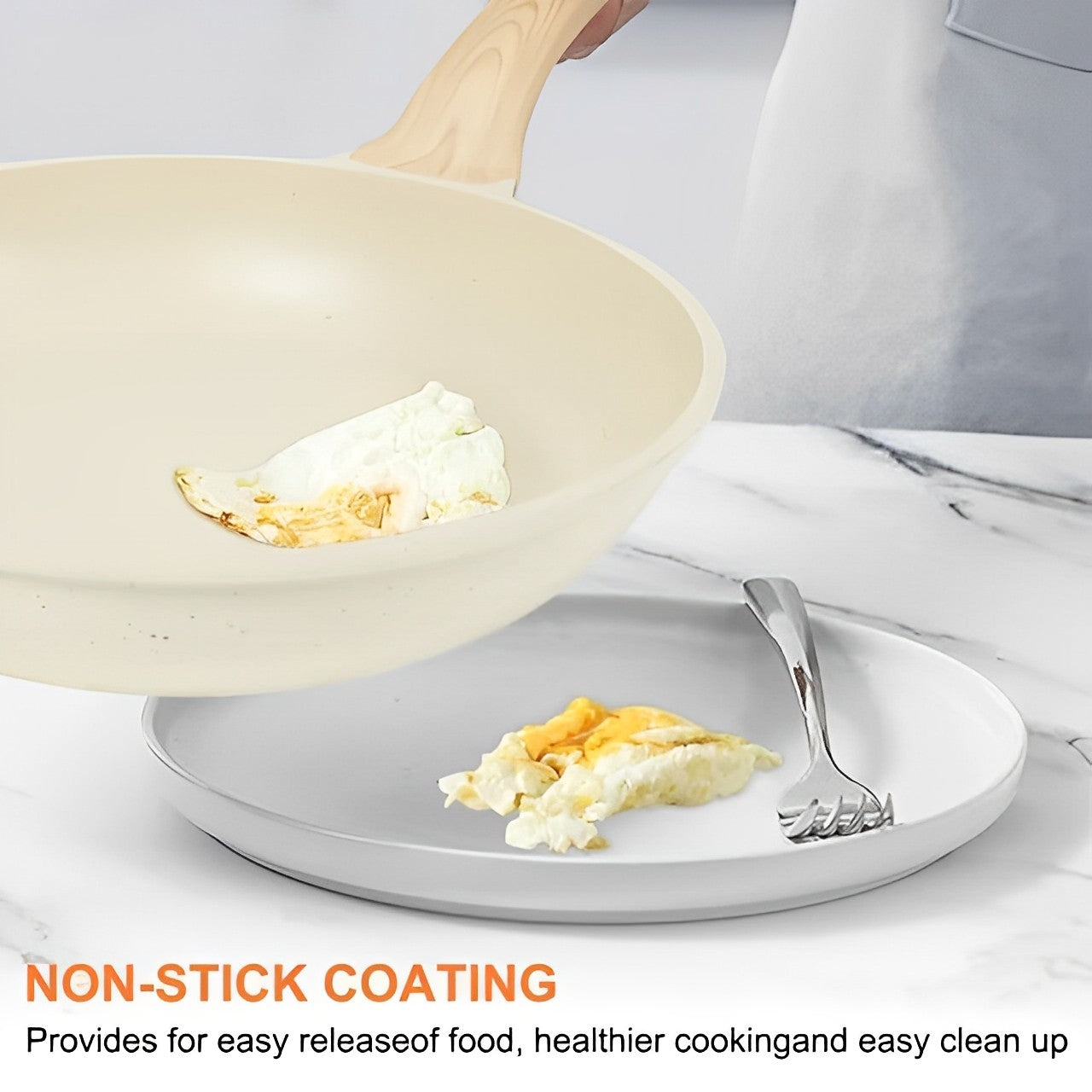 10-Piece Nonstick Ceramic Cookware Sets, Granite Pots and Pans Set with Silicone spatula