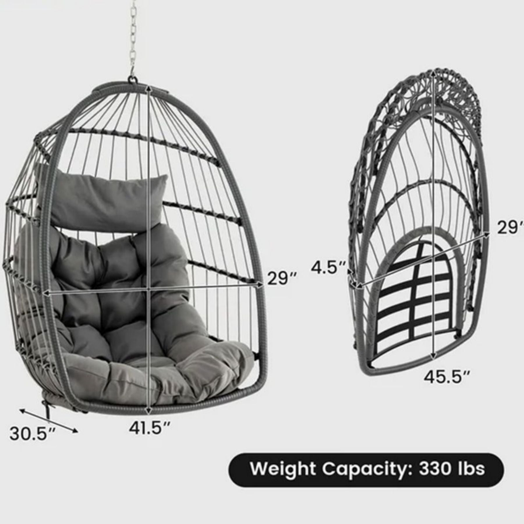 SUGIFT Hanging Egg Chair Wicker Swing Hammock Chair