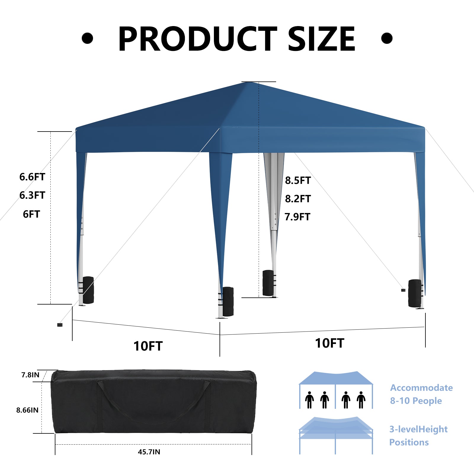 10 x 10ft Pop Up Canopy Outdoor Durable Portable Folding Instant Canopy with 4 Sandbag & Carrying Bag