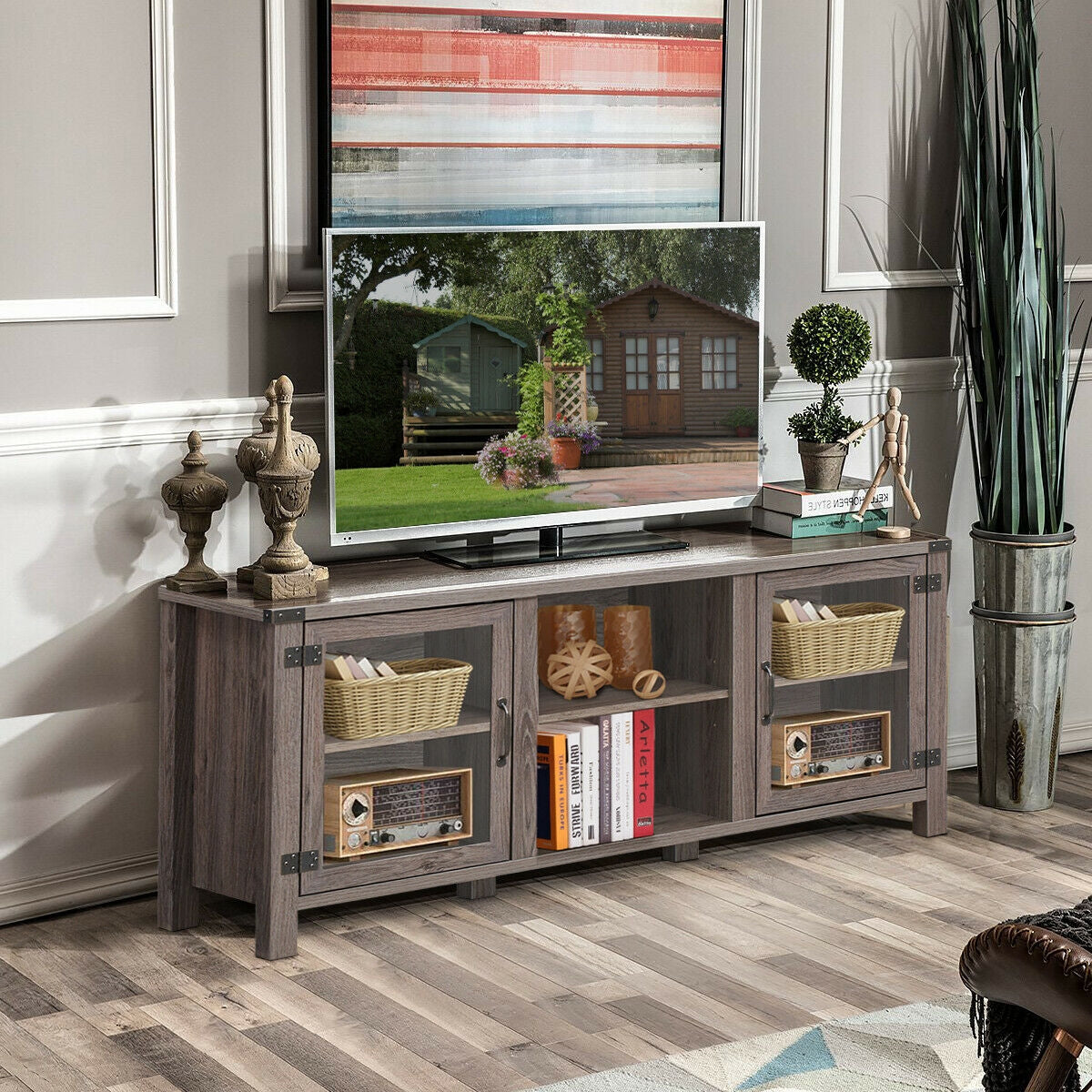 TV Stand Entertainment Center for TVs up to 65 Inch with Storage Cabinets