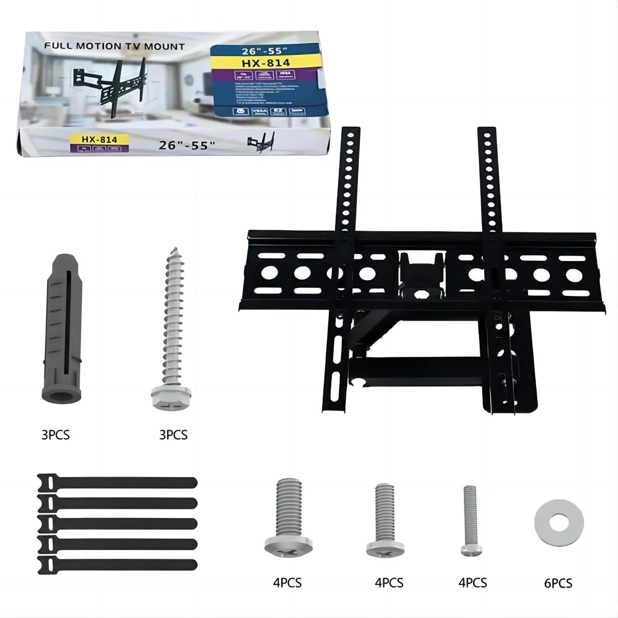 26inch- 55inch Full Motion TV Wall Mount, Media Console, 77 lbs