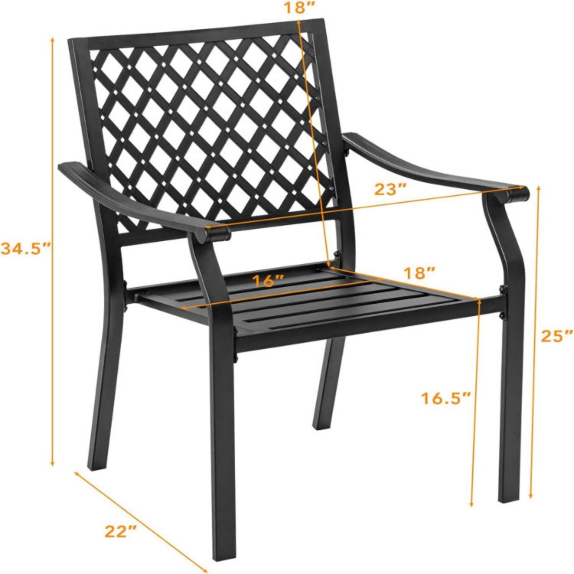 SUGIFT Set of 2 Patio Dining Chairs with Curved Armrests and Reinforced Steel Frame
