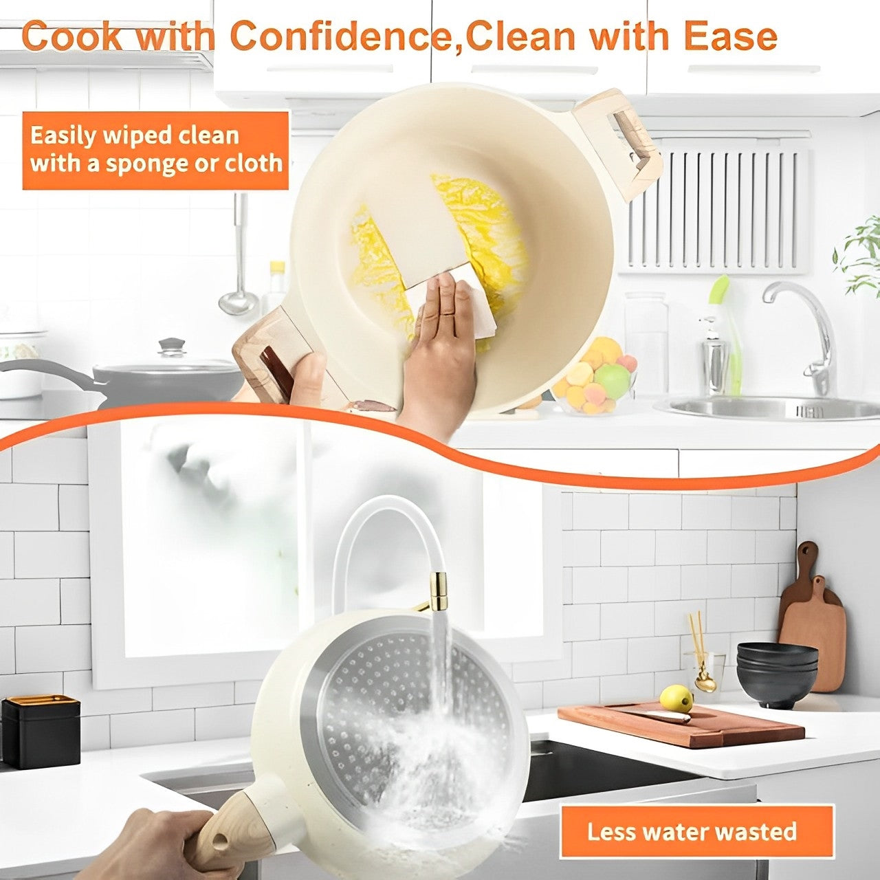 10-Piece Nonstick Ceramic Cookware Sets, Granite Pots and Pans Set with Silicone spatula