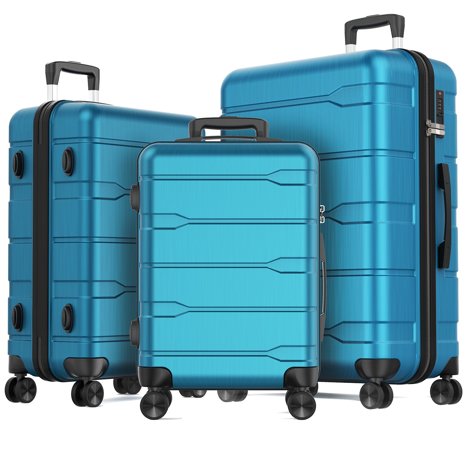 3 Piece ABS + PC Hardside Luggage Set with Spinner Wheels and TSA Lock