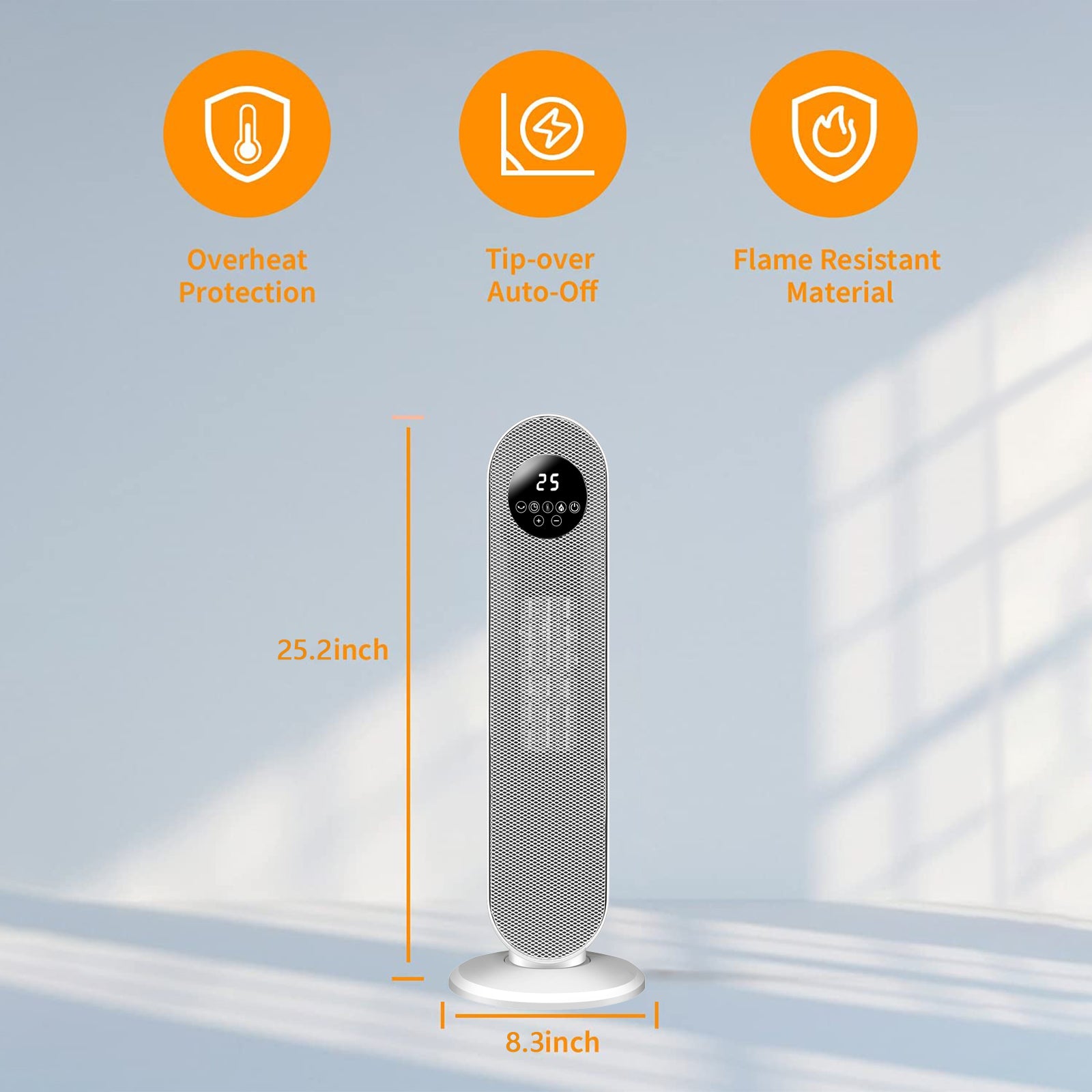 1500W Portable Oscillating Electric Space Heater for Indoor Use with Remote Control