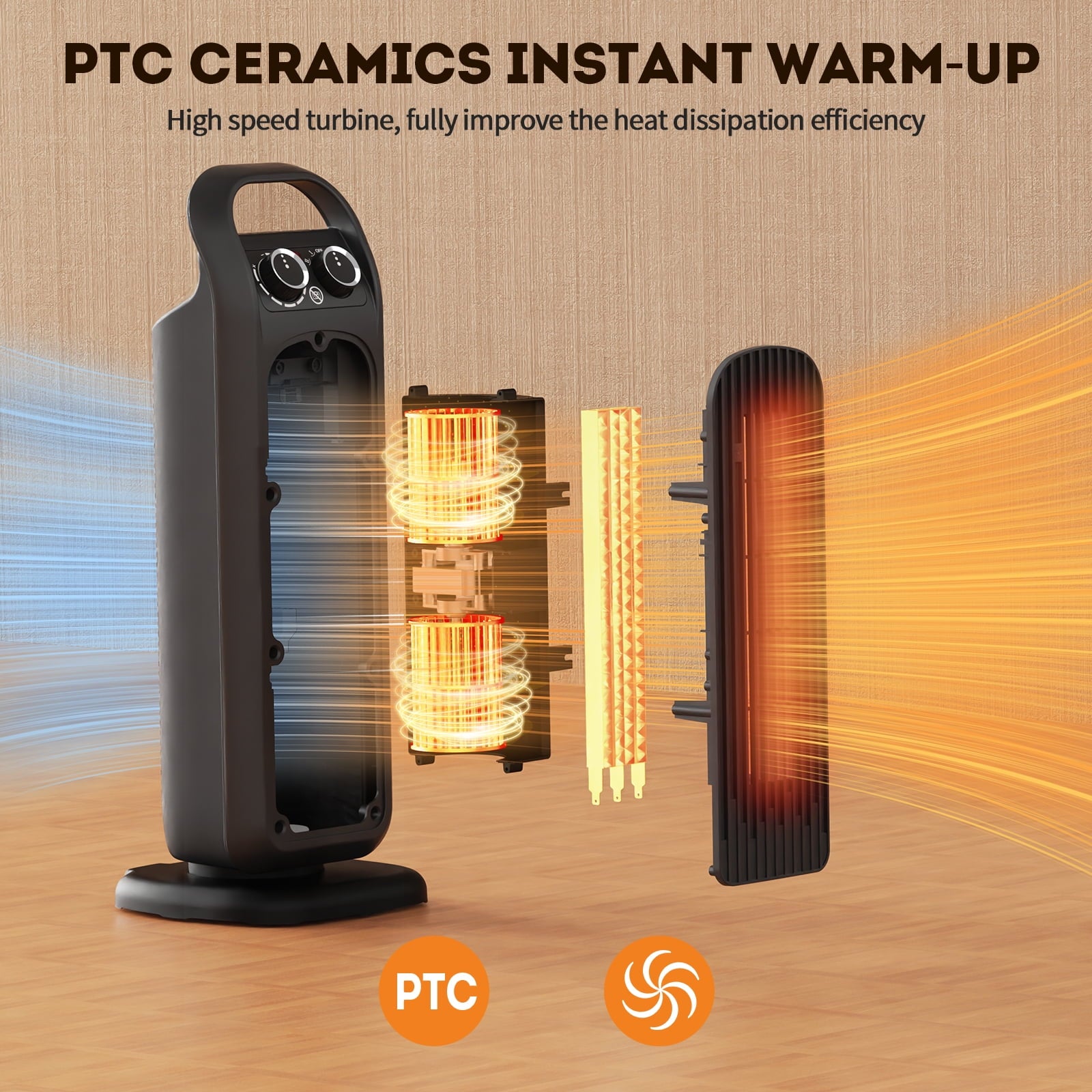 1500W Portable PTC Ceramic Space Heater for Indoor Use