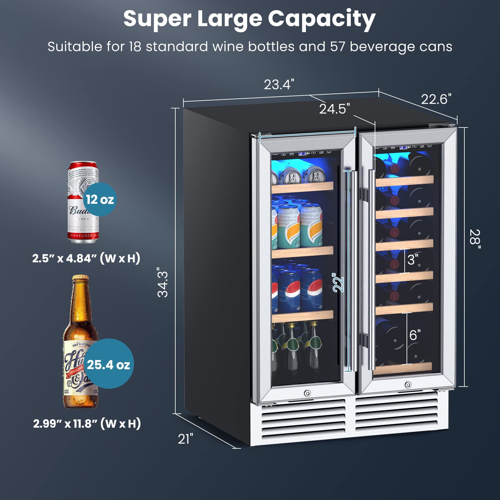 24 Inch Dual Zone Wine and Beverage Cooler