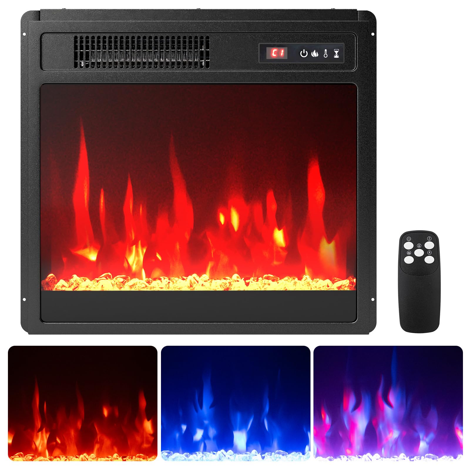 18 Inch Electric Fireplace Insert Fireplace Heater with Overheat Protection