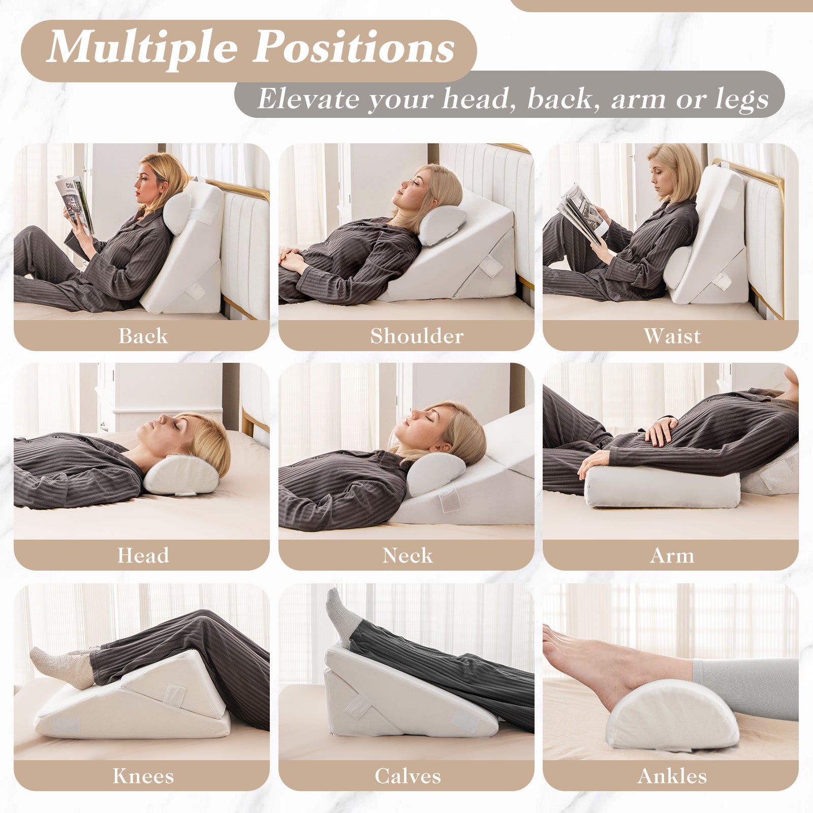 3 Pieces Bed Wedge Pillow Set with Air Memory Foam